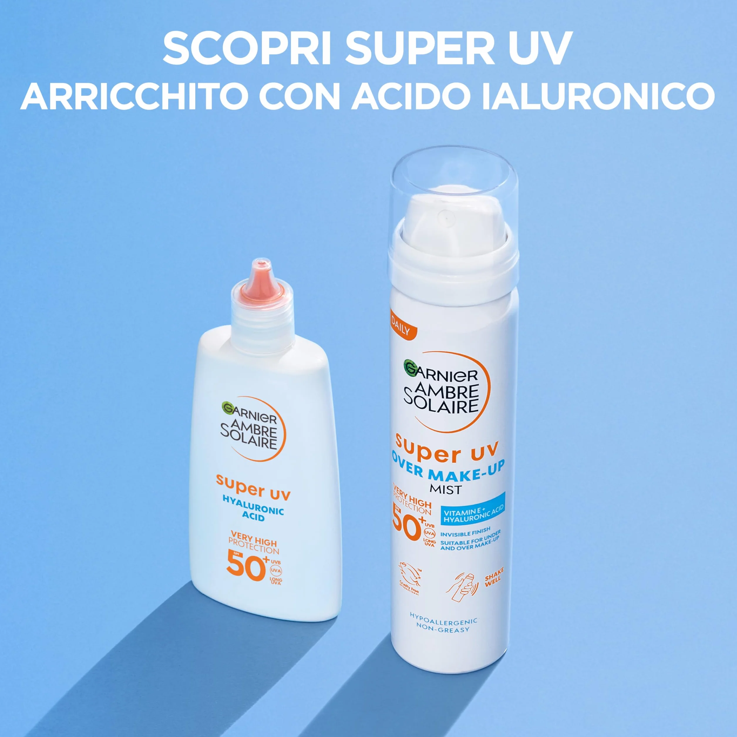 Garnier Spray Fissante Make Up con Protezione Solare SPF50+, Protezione da Macchie Scure, Trucco Perfetto a Lungo, Formula Vegana con Glicerina, Vitamina E e Acido Ialuronico, Ambre Solaire, 75 ml