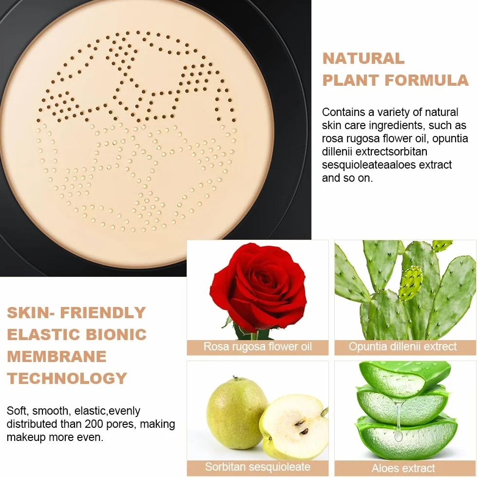 2 Pezzi Cushion Fondotinta CC Crema con Fungo Testa D'aria Coprente Imperfezioni, Fondotinta Lunga Durata Idratante, Correttore Naturale Tono Uniforme Della Pelle(Naturale)