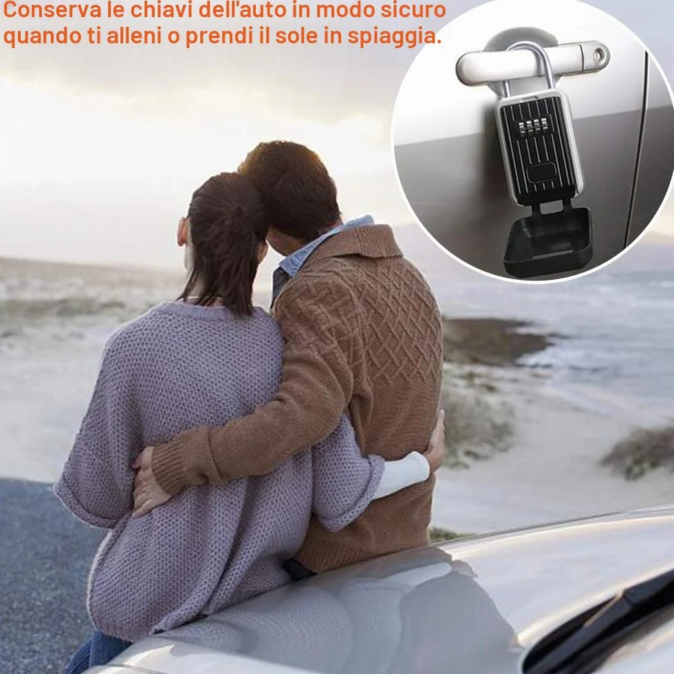 TEUEN Cassaforte Chiavi Esterno Combinazione 4 Cifre Lucchetto Cassetta Chiavi Muro Nero