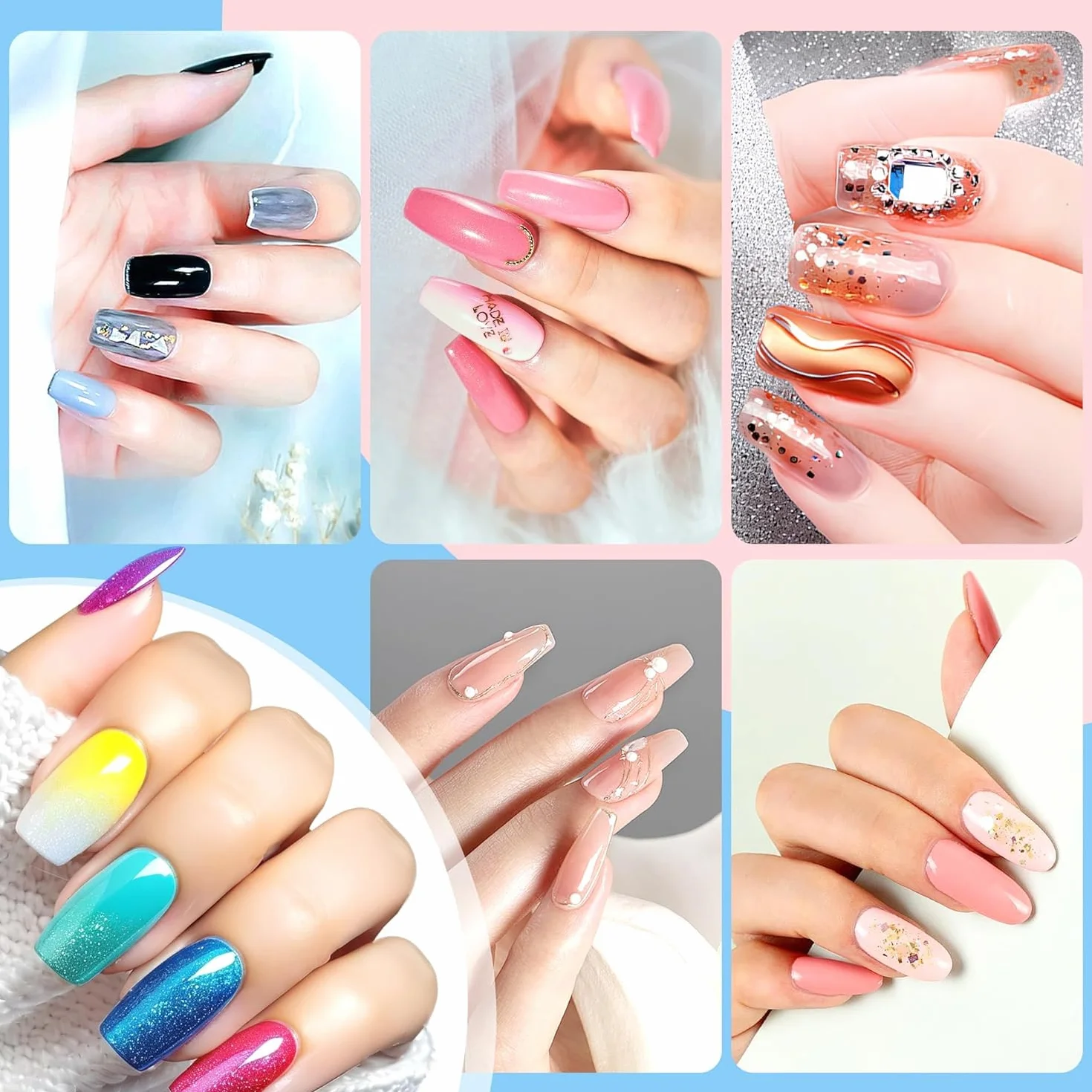 15 pennelli per nail art, pennello per unghie, gel con strumento per unghie, pennello gel UV, per costruzione, pennello in acrilico, pennello per nail art, per fai da te, disegni, colore: nero