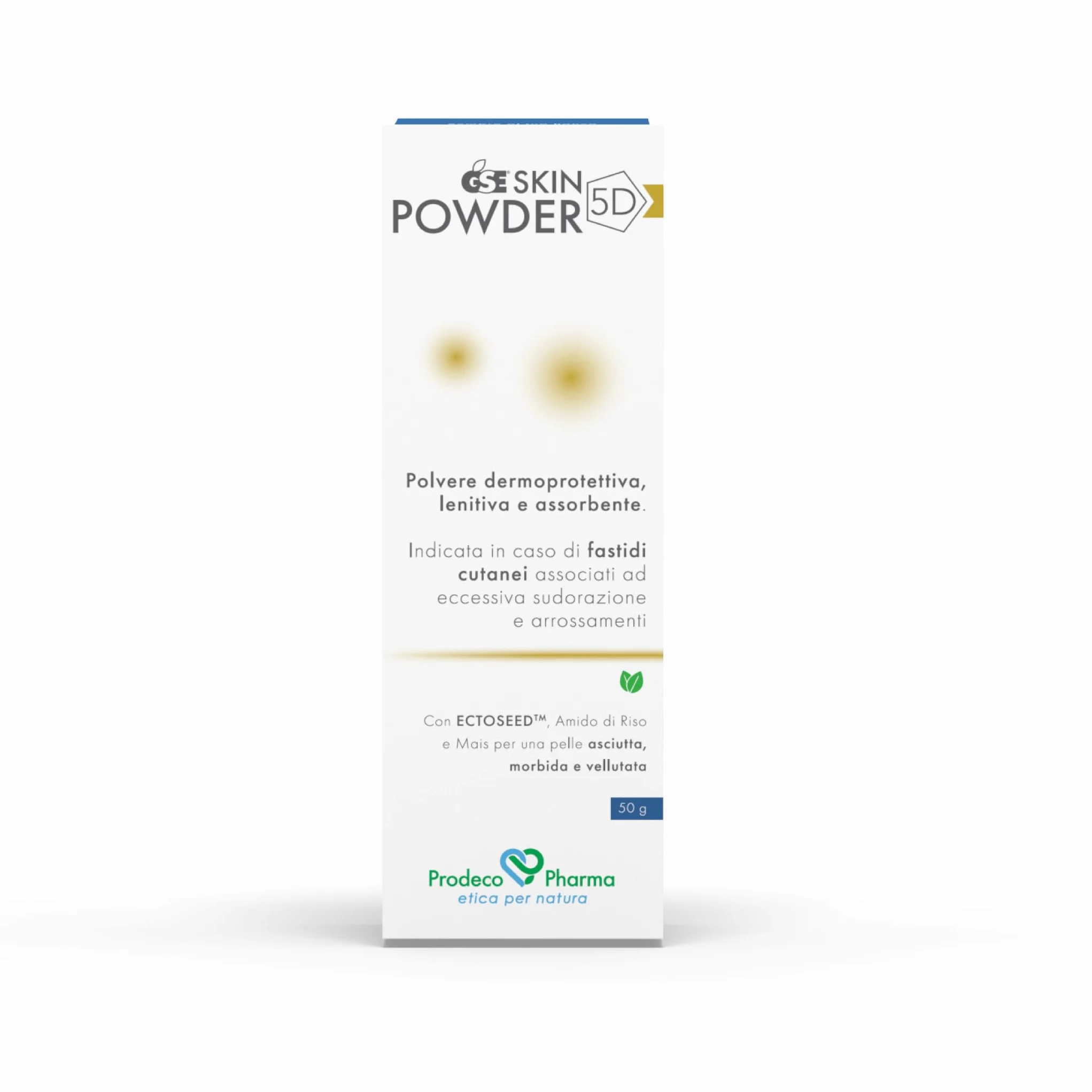 Prodeco Pharma GSE SKIN POWDER 5 D Polvere Dermatologica 50 g - Indicata per la Protezione della Pelle e Come Coadiuvante in Caso di Sudorazione Eccessiva, Pelle Umida e Cattivi Odori