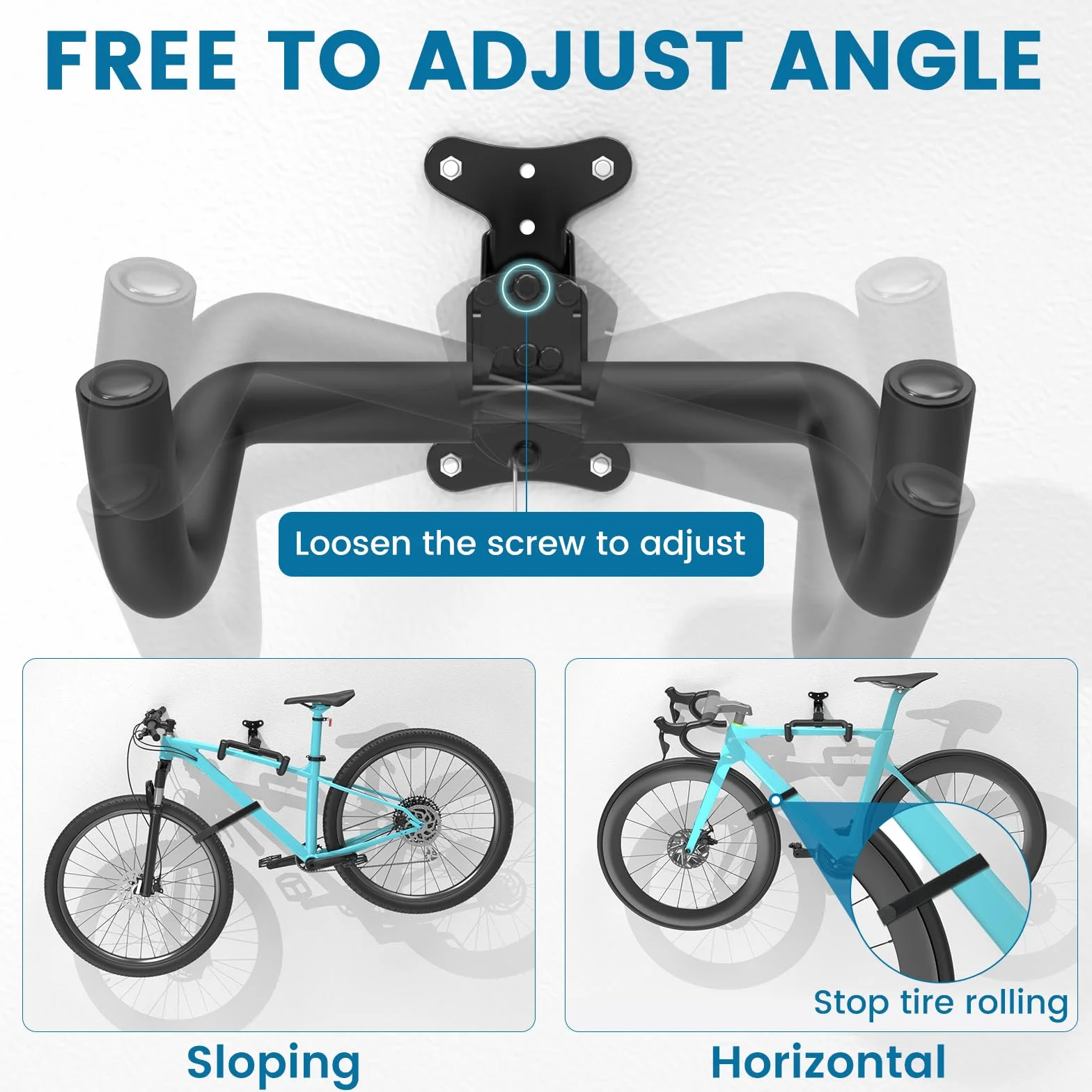 Housolution Supporto da Parete per Biciclette Rack da Garage Regolabile in Acciaio al Carbonio 48,5 lbs 1 Pezzi