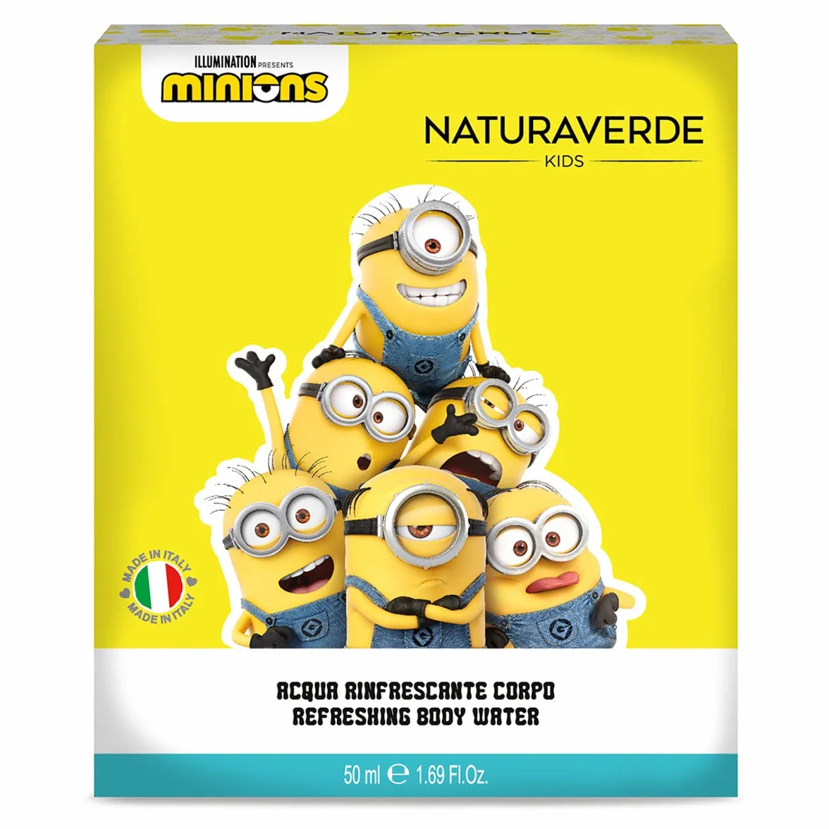 Naturaverde | Kids - Minions - Eau de Toilette Spray per Bambini, Profumo Piacevole sulla Pelle, Contiene Alcool, Natural Spray, 50ml