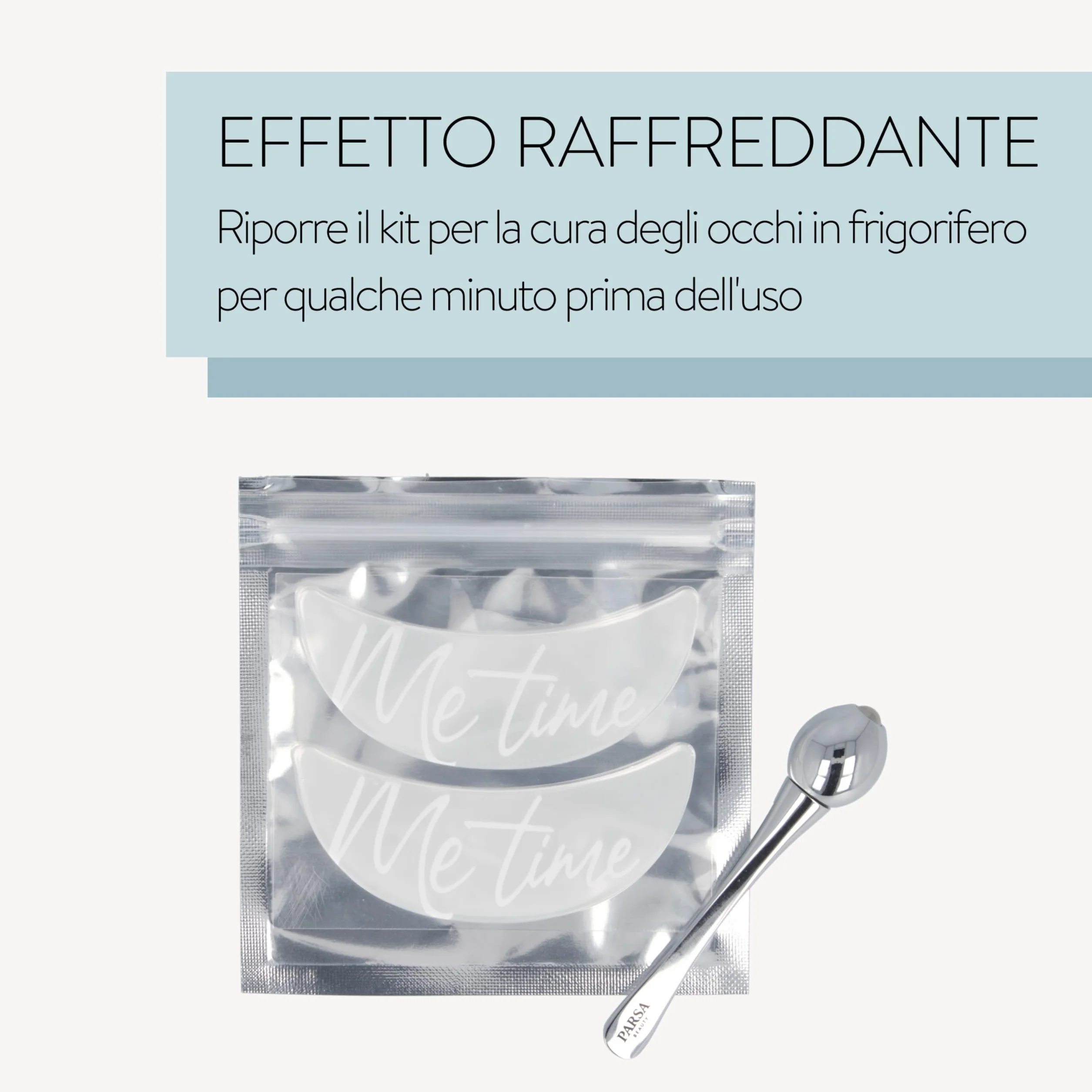 PARSA Beauty Set per la cura degli occhi – Roll-on per occhi & patch occhi riutilizzabili – Ottimizza l’effetto dei prodotti per la cura – Patch occhiaie e borse