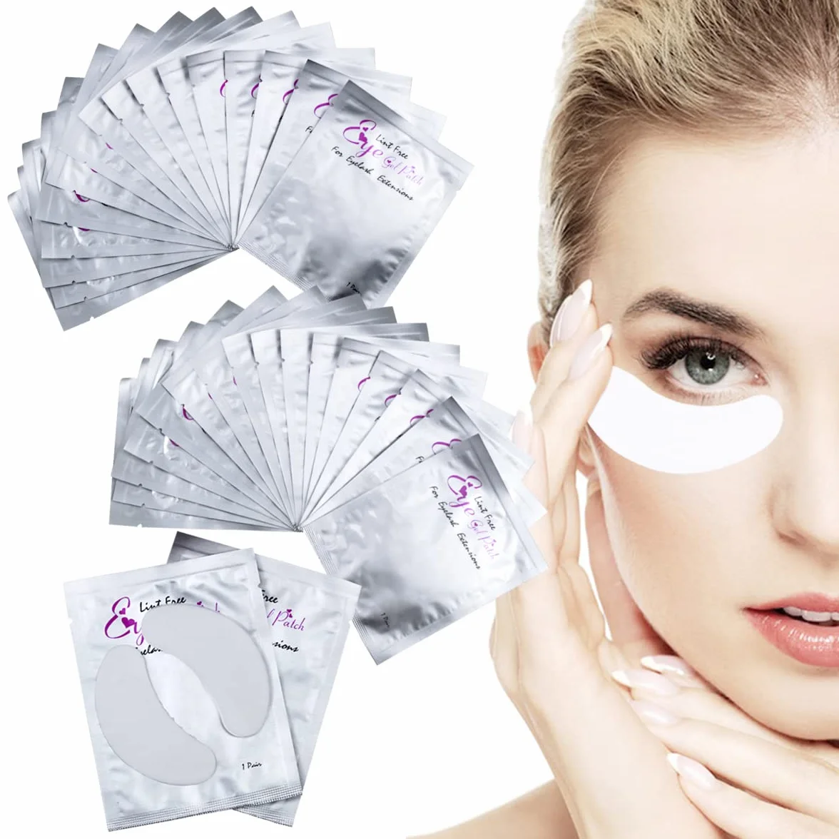 50 Paio Patch Extension Ciglia Gel Cerotto Eye Gel Patches Senza Pelucchi Cerotti Gel per Estensioni Ciglia Adesivi Eye Pads