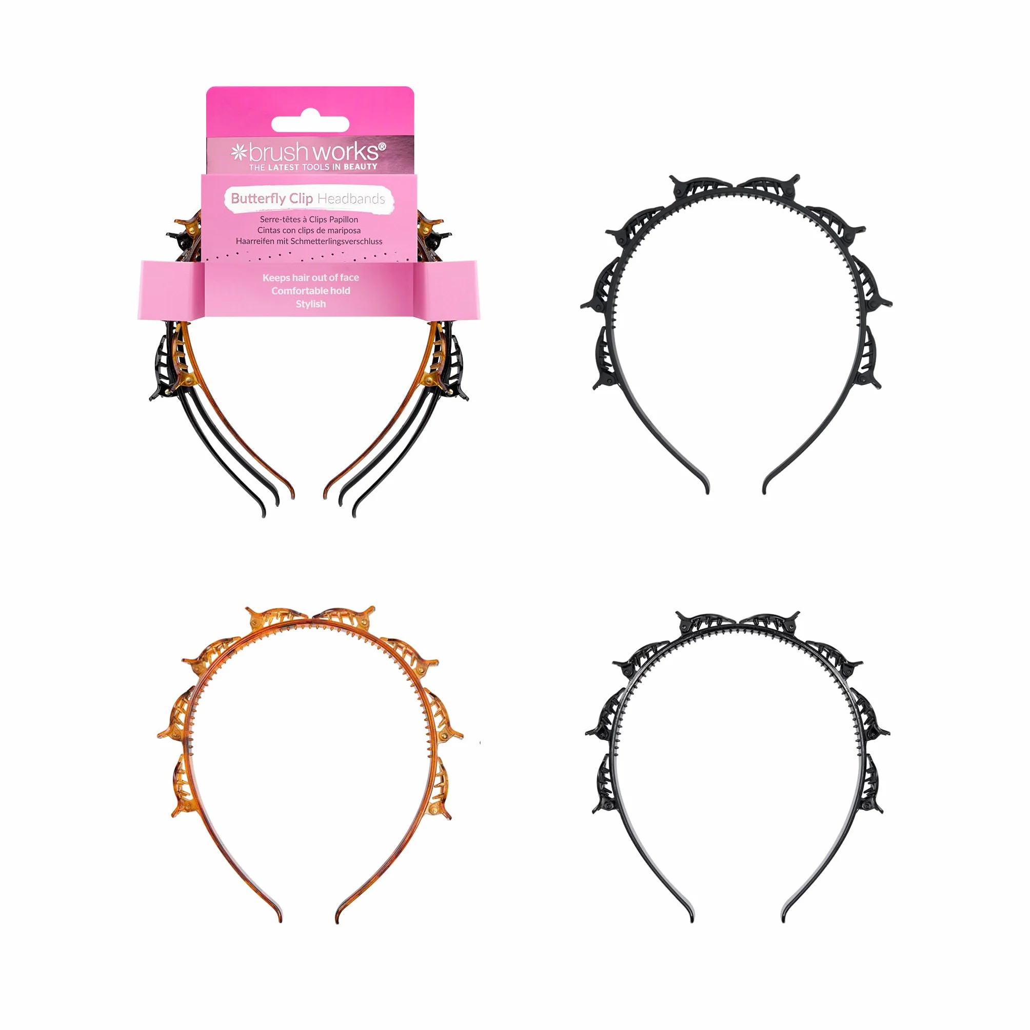 Brushworks Butterfly Clip Headbands - 3 Pack