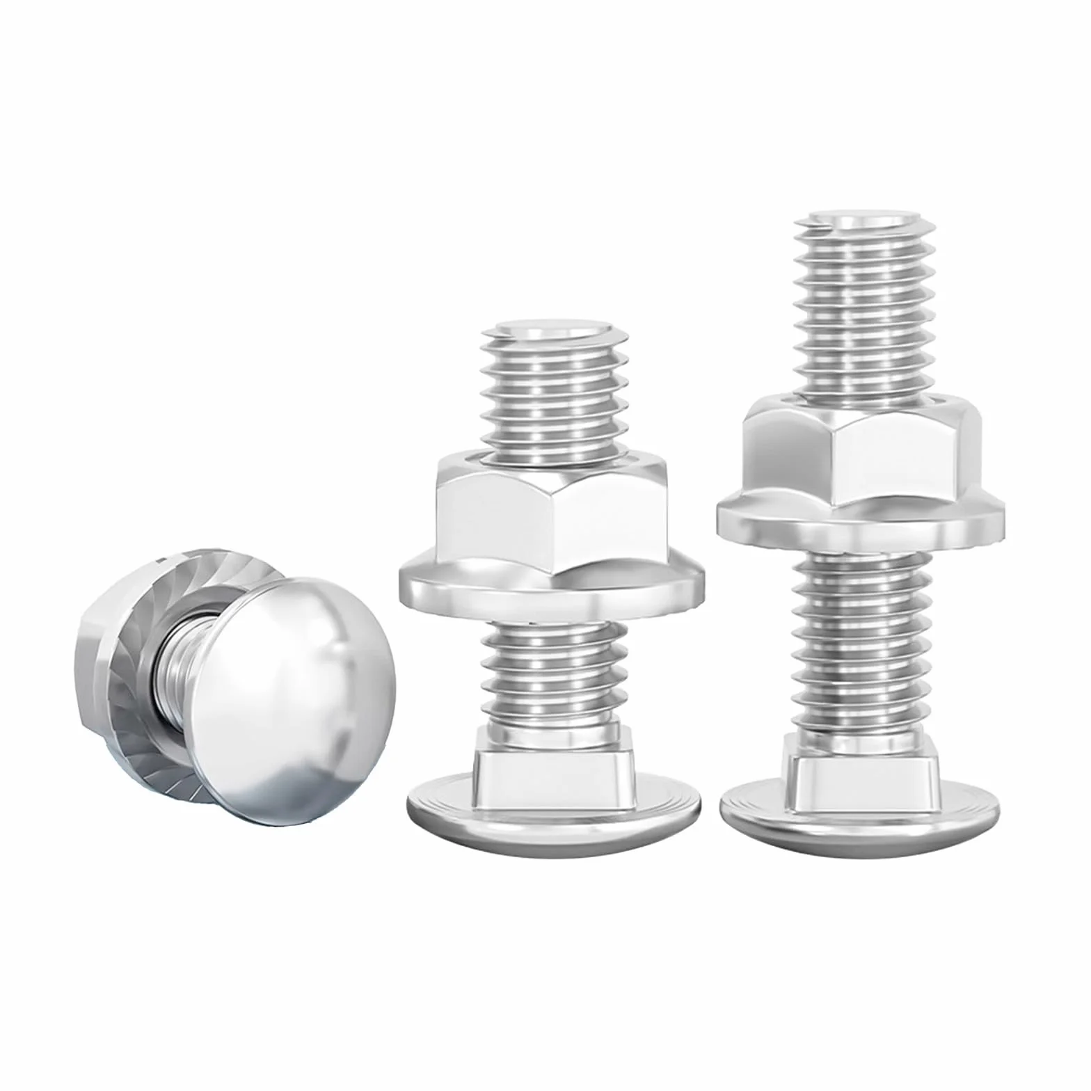 Bulloni a Testa Tonda Piatta Zincati M5x16 mm, Viti con Dadi a Flangia Esagonale, Acciaio al Carbonio