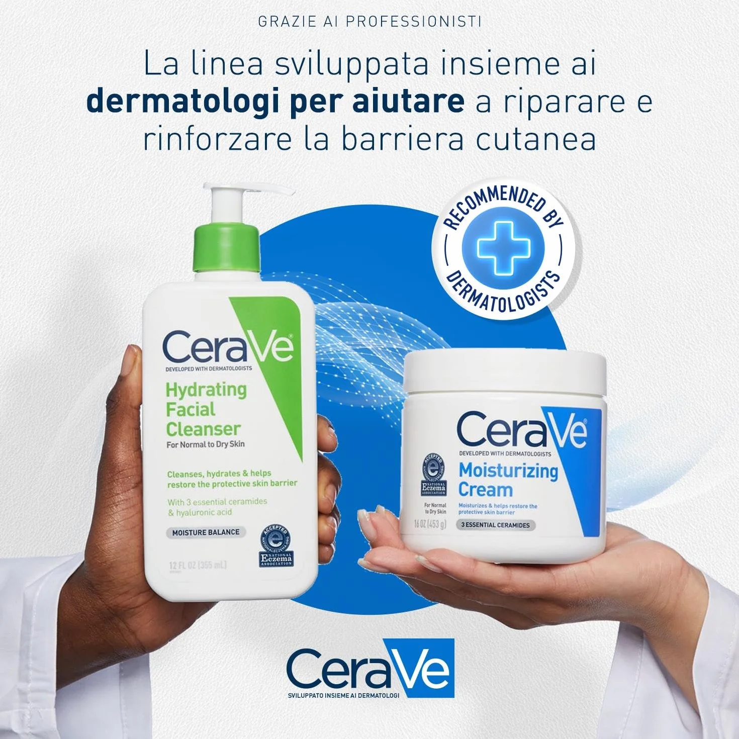 CeraVe Kit Skincare Viso Detergente Schiuma, Per Pelli da Normali a Secche, Con 3 Ceramidi, 236 ml + Crema Idratante SPF 30, 52 ml