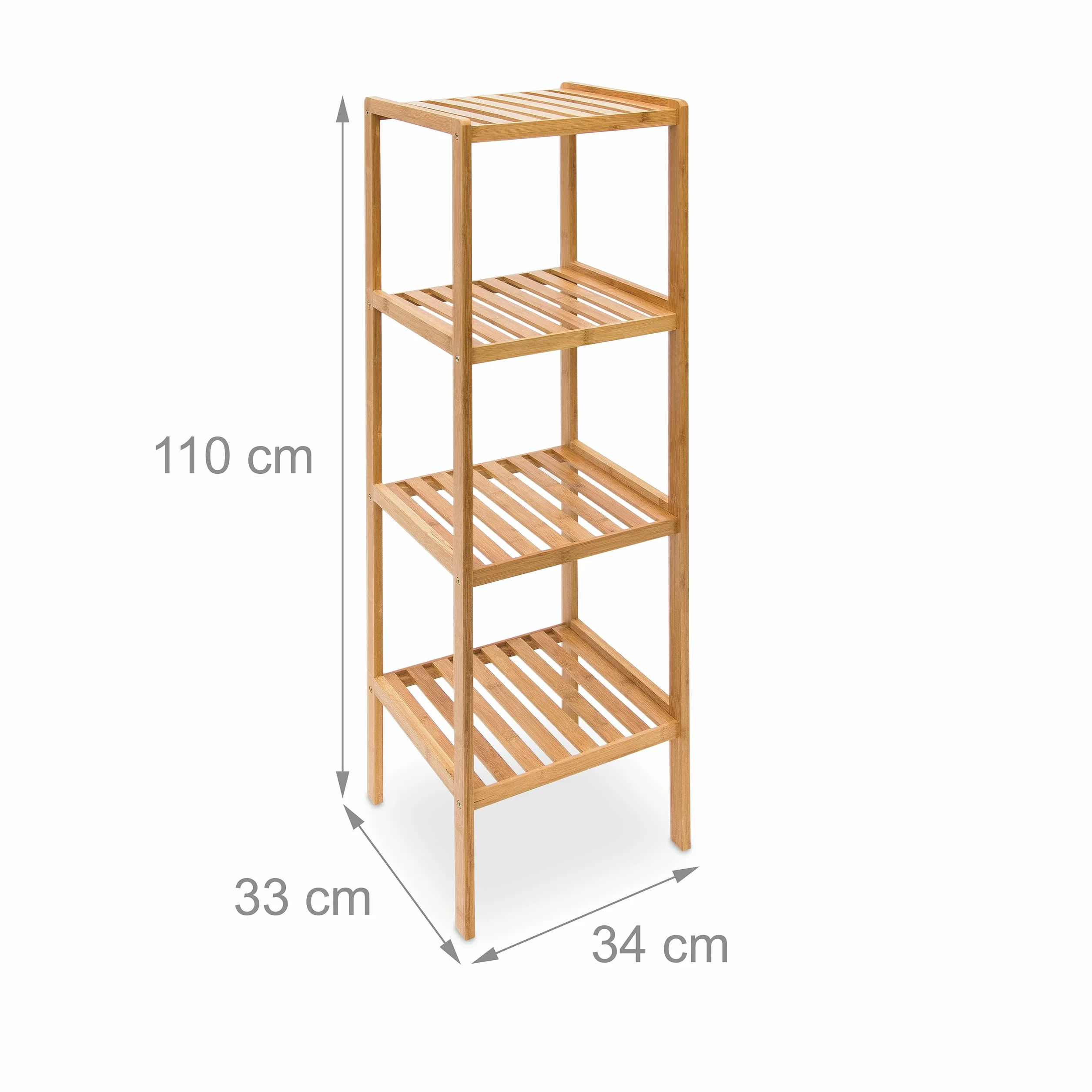 Relaxdays Scaffale per Bagno Cucina in Legno di Bambù 33 x 33 x 110 cm Marrone Chiaro