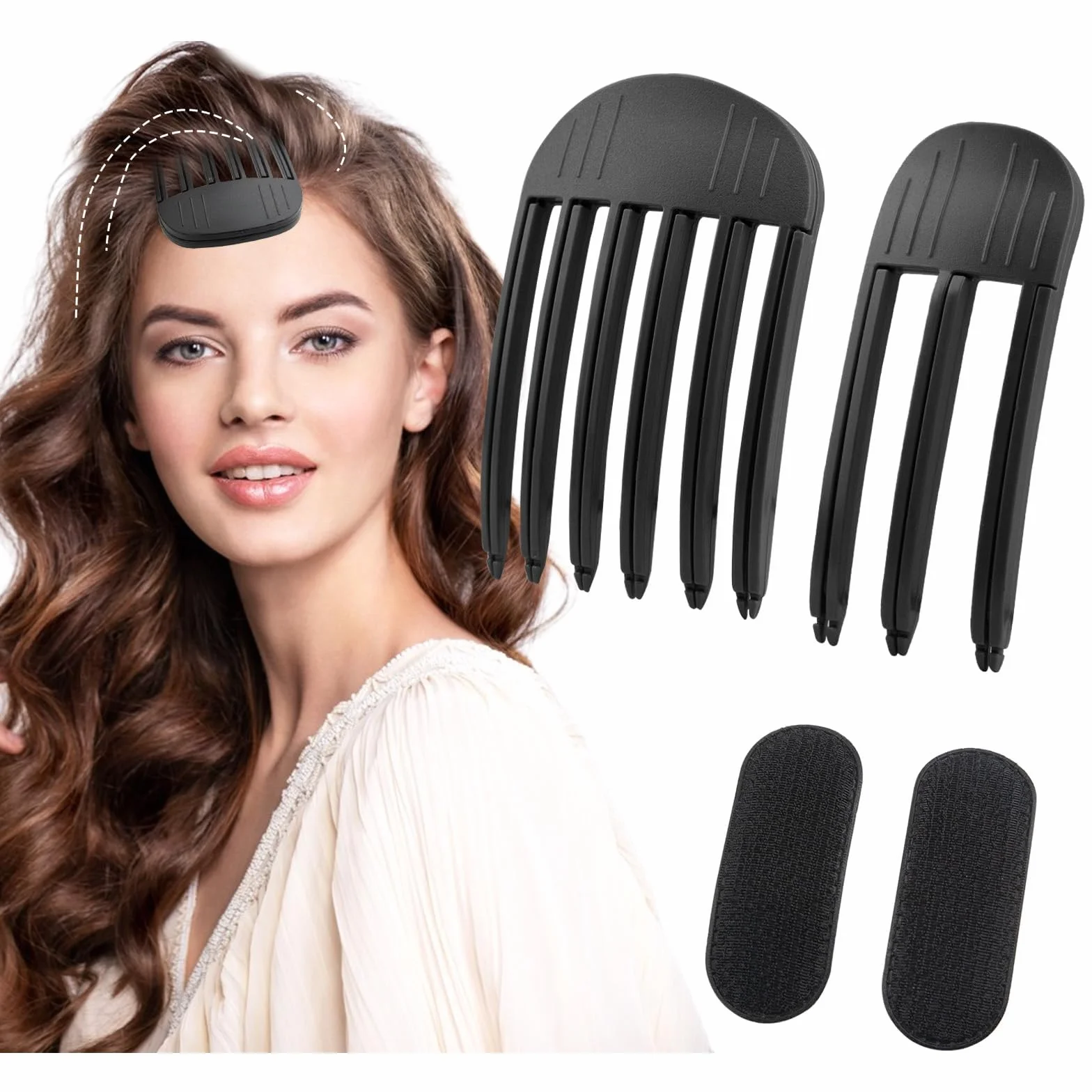 Clip Del Volume Della Radice,4 pezzi clip per radice capelli,Clip per Capelli per Sollevamento Radice,Volume per l'attaccatura dei capelli,Pettine Per Radici Volume Dei Capelli Ricci (Nero)