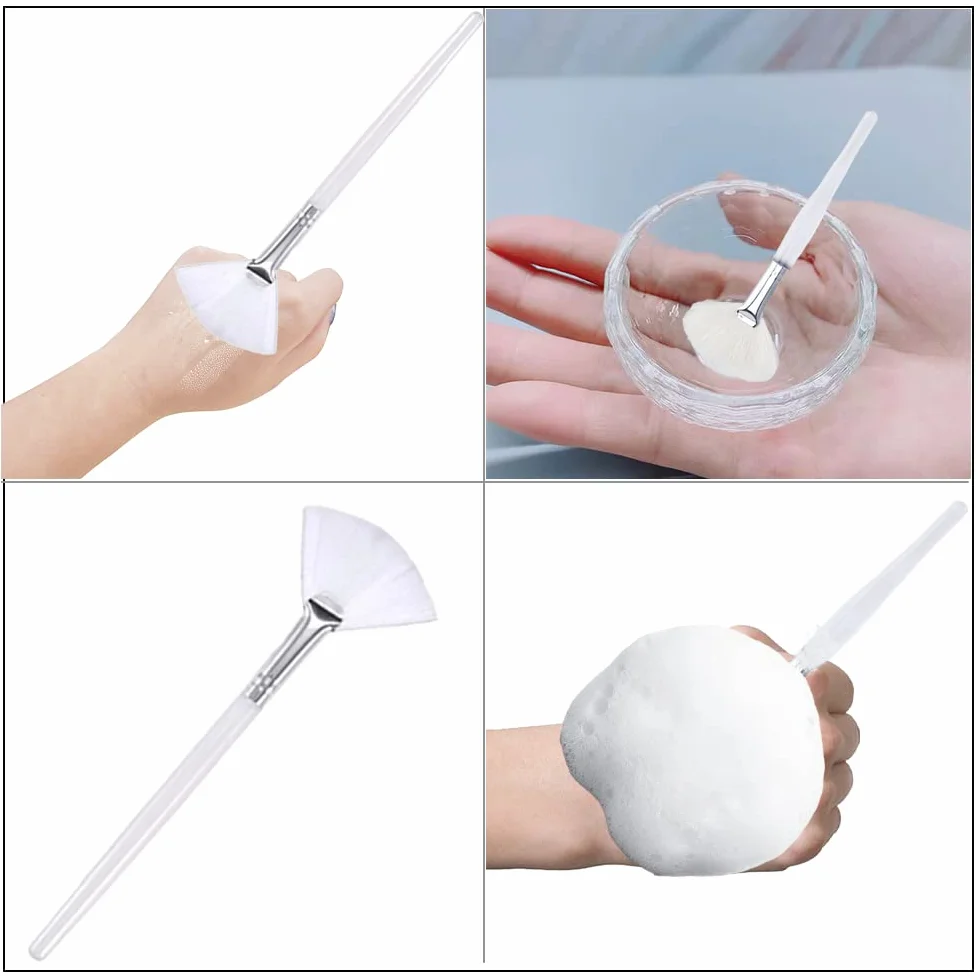 Spazzole per Maschera, 2 Pcs Spazzole a Ventaglio, Morbido Ventaglio Facciale Pennello, Maschera Facciale Applicatore, per Maschera di Fango, Trucco Strumenti