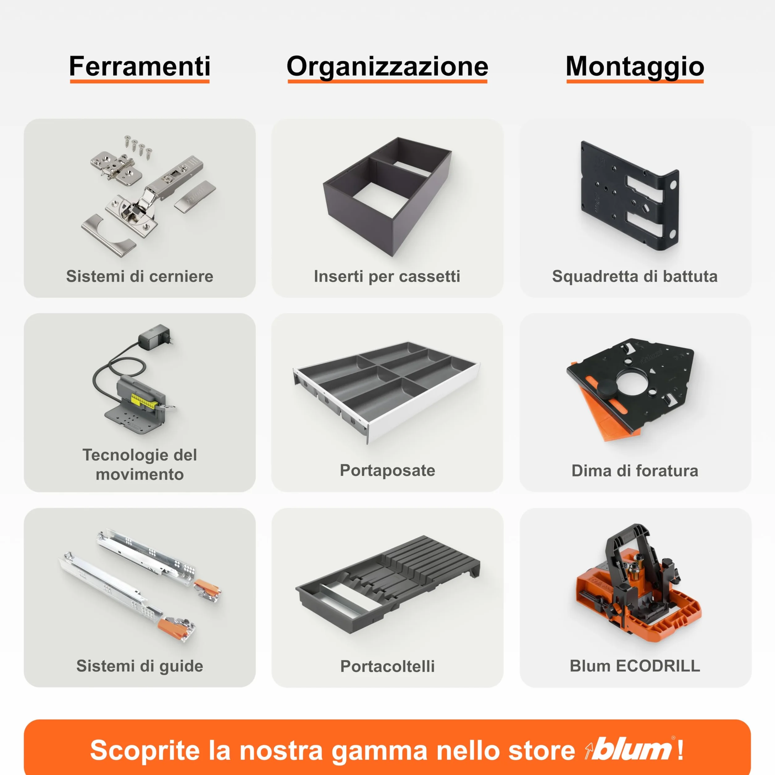 Blum Tandem estrazione totale 450 mm guida sottopiano invisibile Soft-close con ammortizzamento Blumotion 1 paio