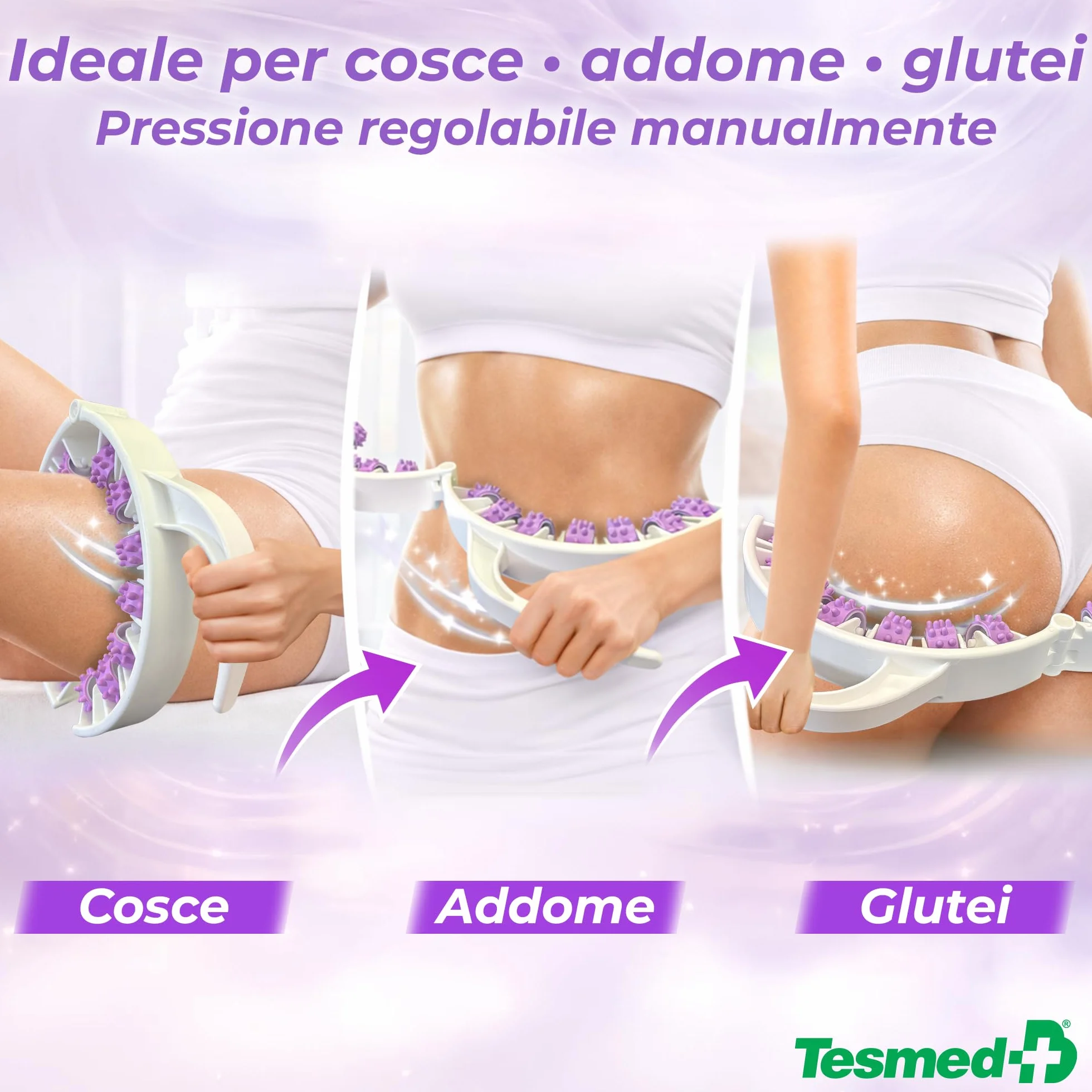 TESMED CELLULITE SMOOTH Massaggiatore Anticellulite con Rulli Brevettati – Effetto Drenante e Snellente per Buccia d’Arancia e Gambe Pesanti – Made in Italy