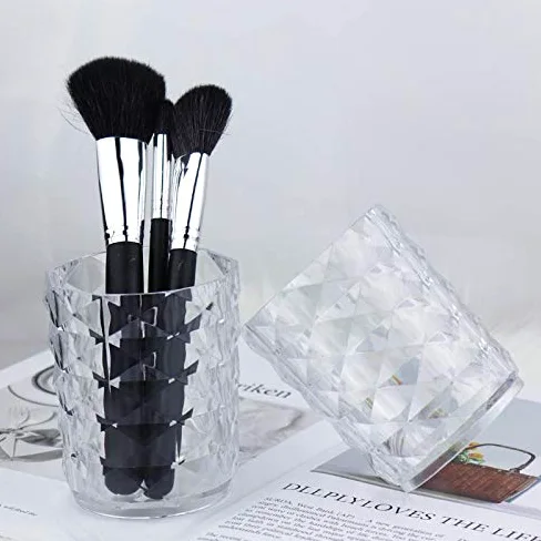 Organizzatore di trucco Acrilico Trucco Pennello Spazzola Desktop Sopracciglio Matita Cosmetico Scatola di stoccaggio Brush Tube Dormitory Porta penna espositore cosmetico
