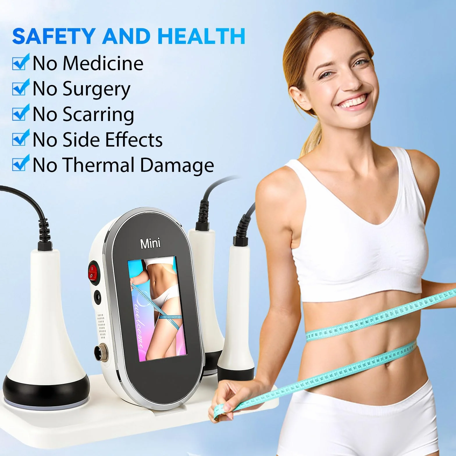 40 K Massaggiatore Anti Cellulite Apparato dimagrante, Lipocavitazione Radiofrequenza 4 in 1, Corpo dimagrante macchina, Macchina di bellezza del viso, per il viso, i braccia, l'addome (B-3 in 1)