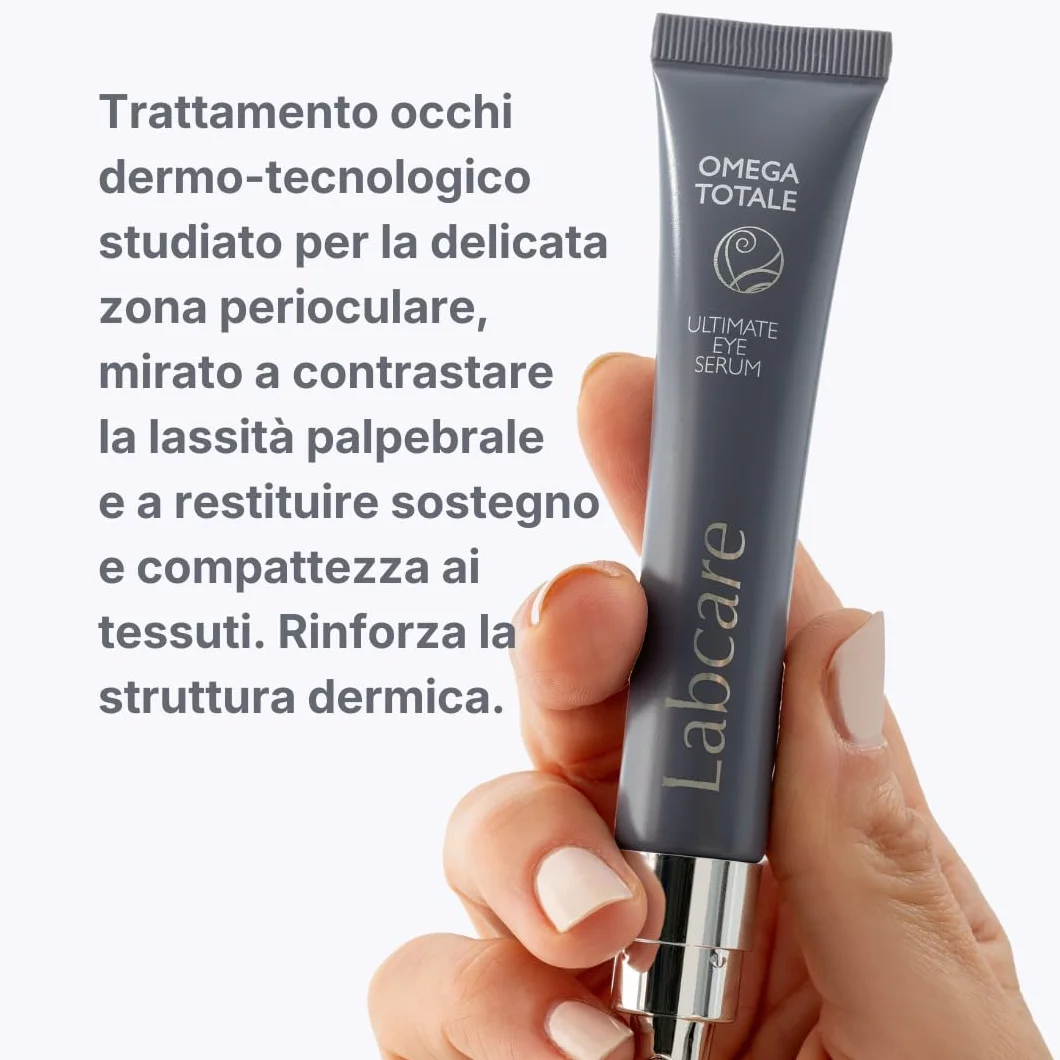 Labcare Omega Totale Siero Occhi e Palpebre - Trattamento Intensivo Rassodante per Lassità Palpebrale e Rughe Laterali con Peptidi, Senza Profumo - 20ml