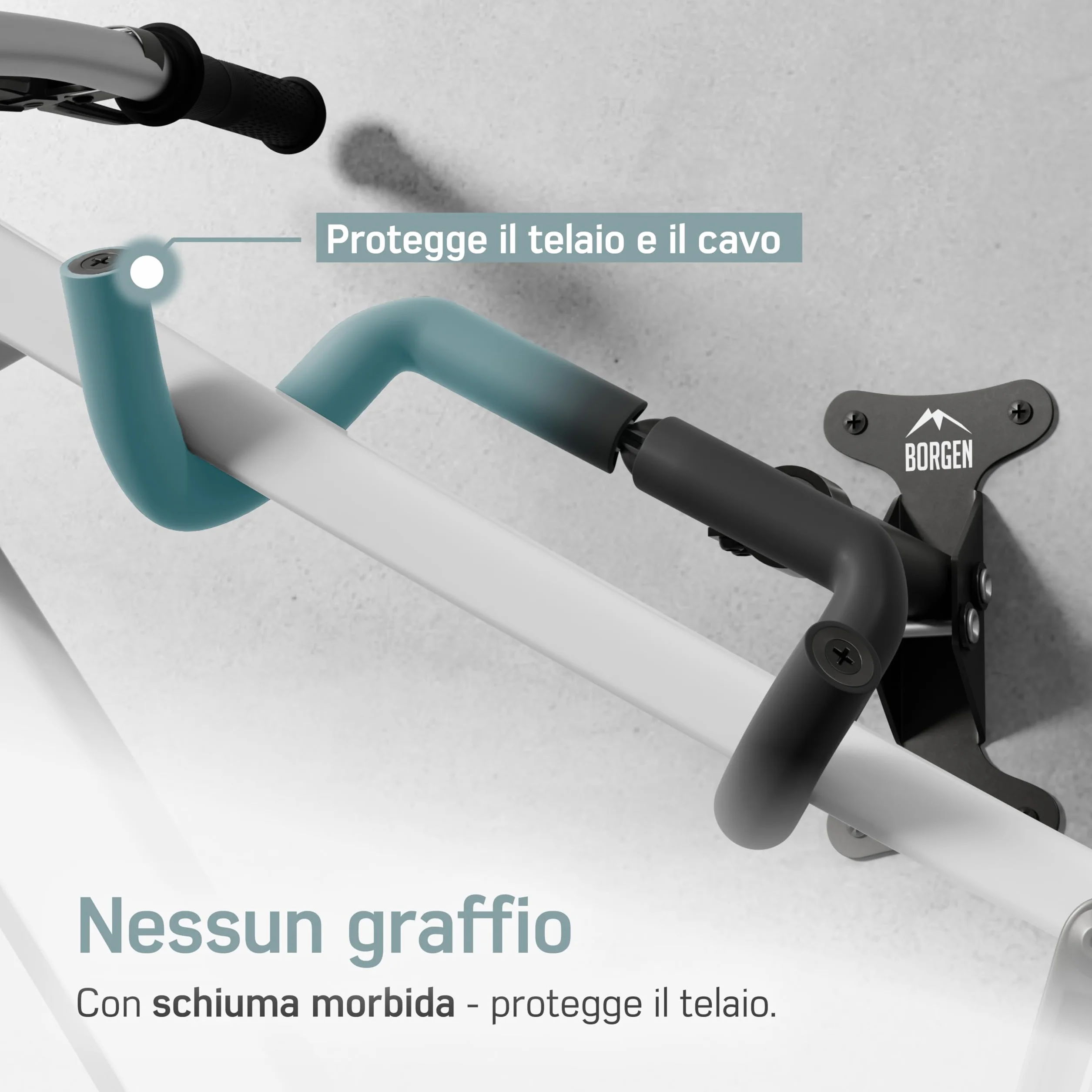 Borgen Supporto da parete per bicicletta regolabile pieghevole con imbottitura extra morbida