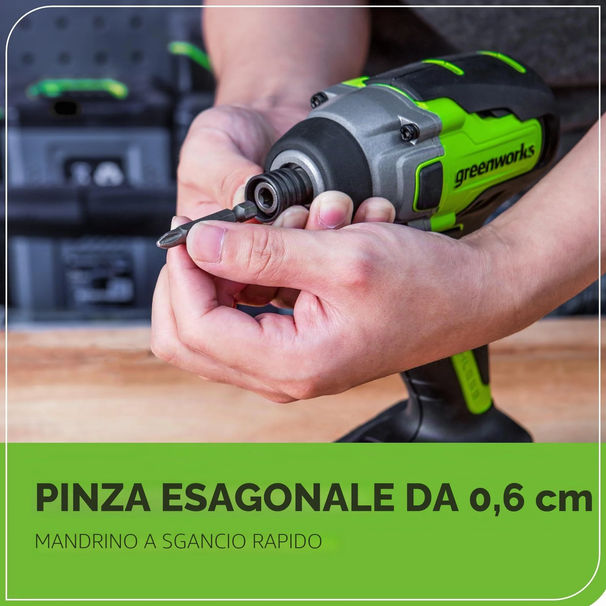 Greenworks Martello perforatore a batteria 24 V 1,2 J 300 Nm 2 Ah