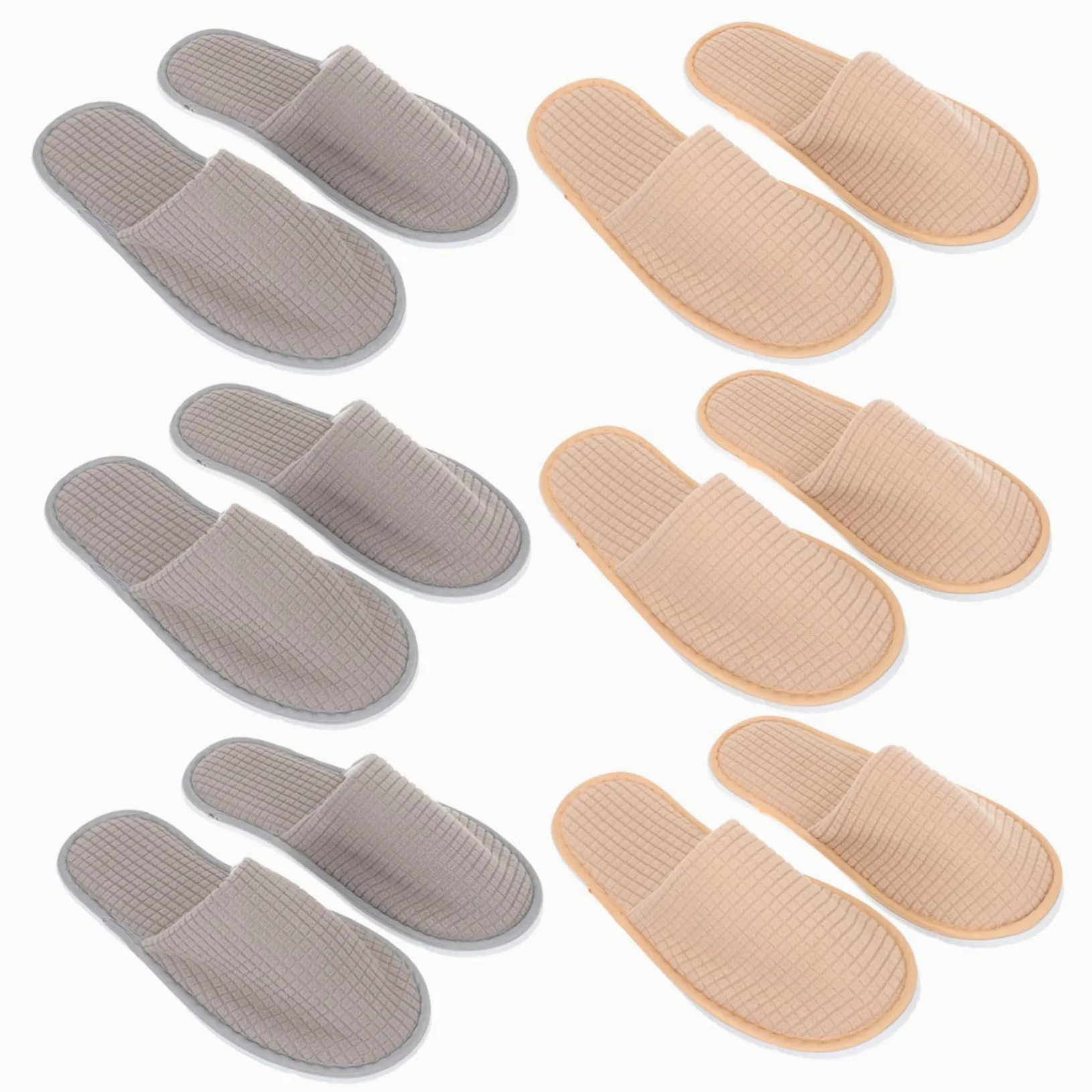 FRCOLOR Ciabatte Lavabili in Pile, 6 Paia, per Ospiti in Hotel | Portatili per Viaggio, Uso Monouso, Confezione da 6, Adatte a Casa e Soggiorni