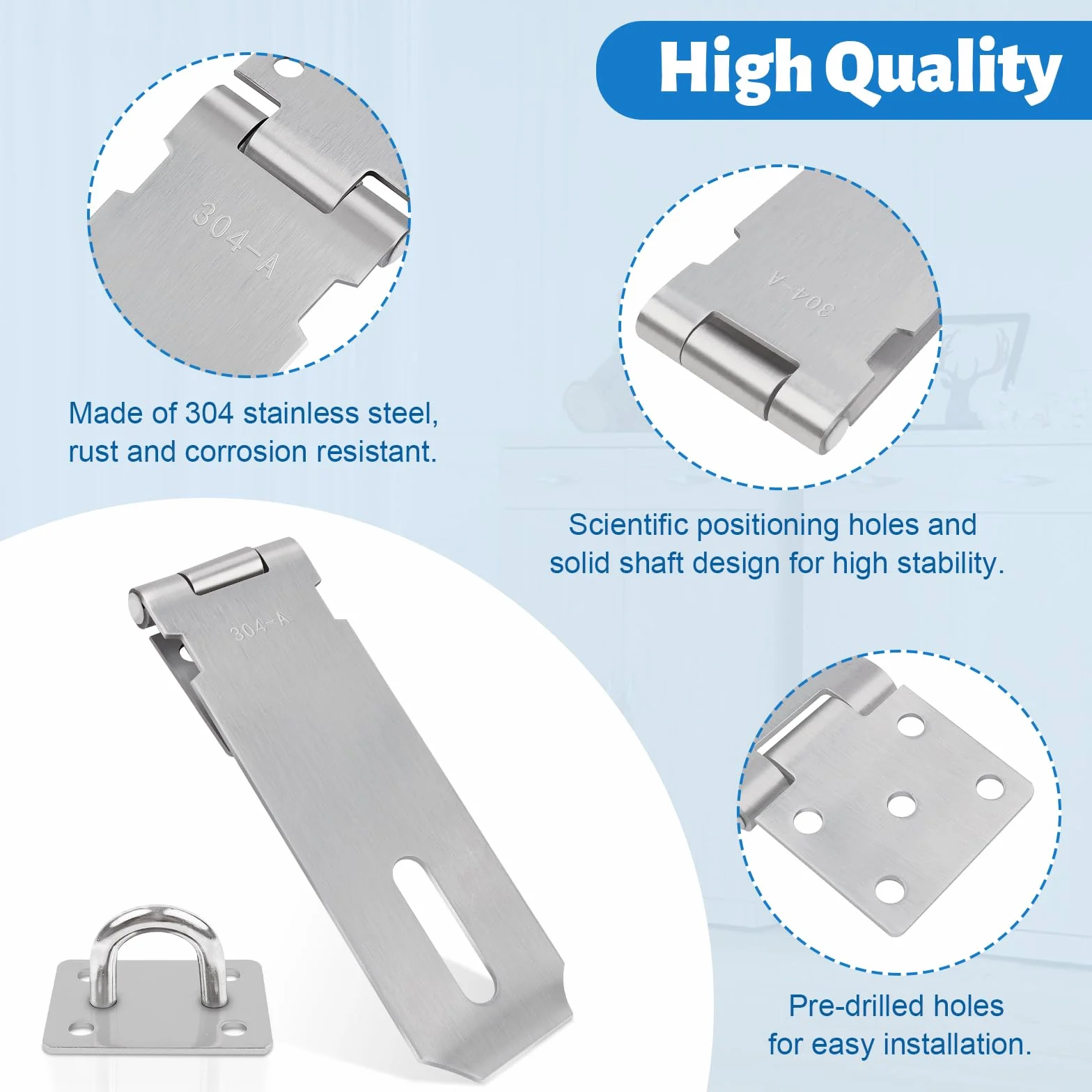 Lucchetto Haspe 5 pollici in acciaio inox 304 serratura sicurezza armadi cancelli 137x39mm