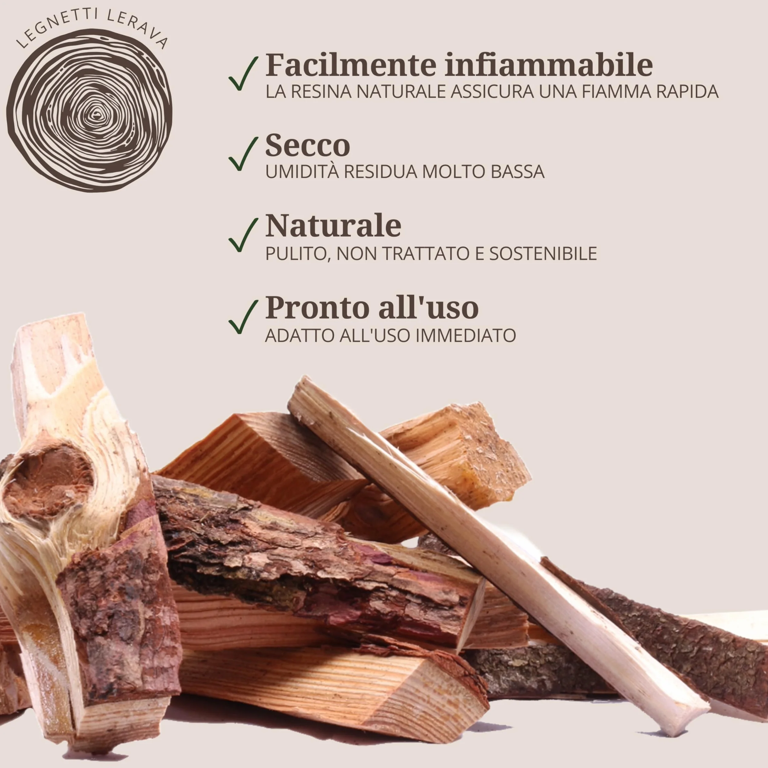 LERAVA Legnetti Accendifuoco 2,5 kg - Legna da Ardere per Camino Naturale in Legno di Pino e Abete