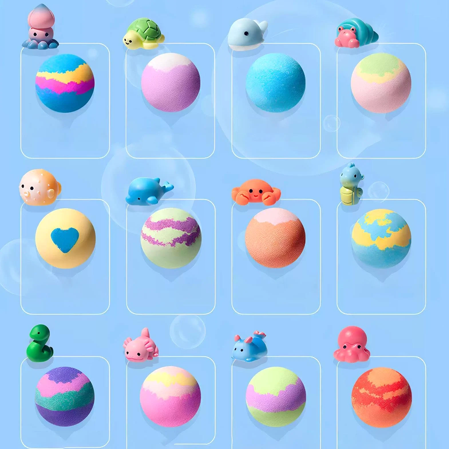 Bombe da Bagno Effervescenti 12 Pezzi Colorate Delicate Effervescenti | Regali Idea Regalo da Calza per Bambini per Famiglia Bambini Bambine Figlio Figlia