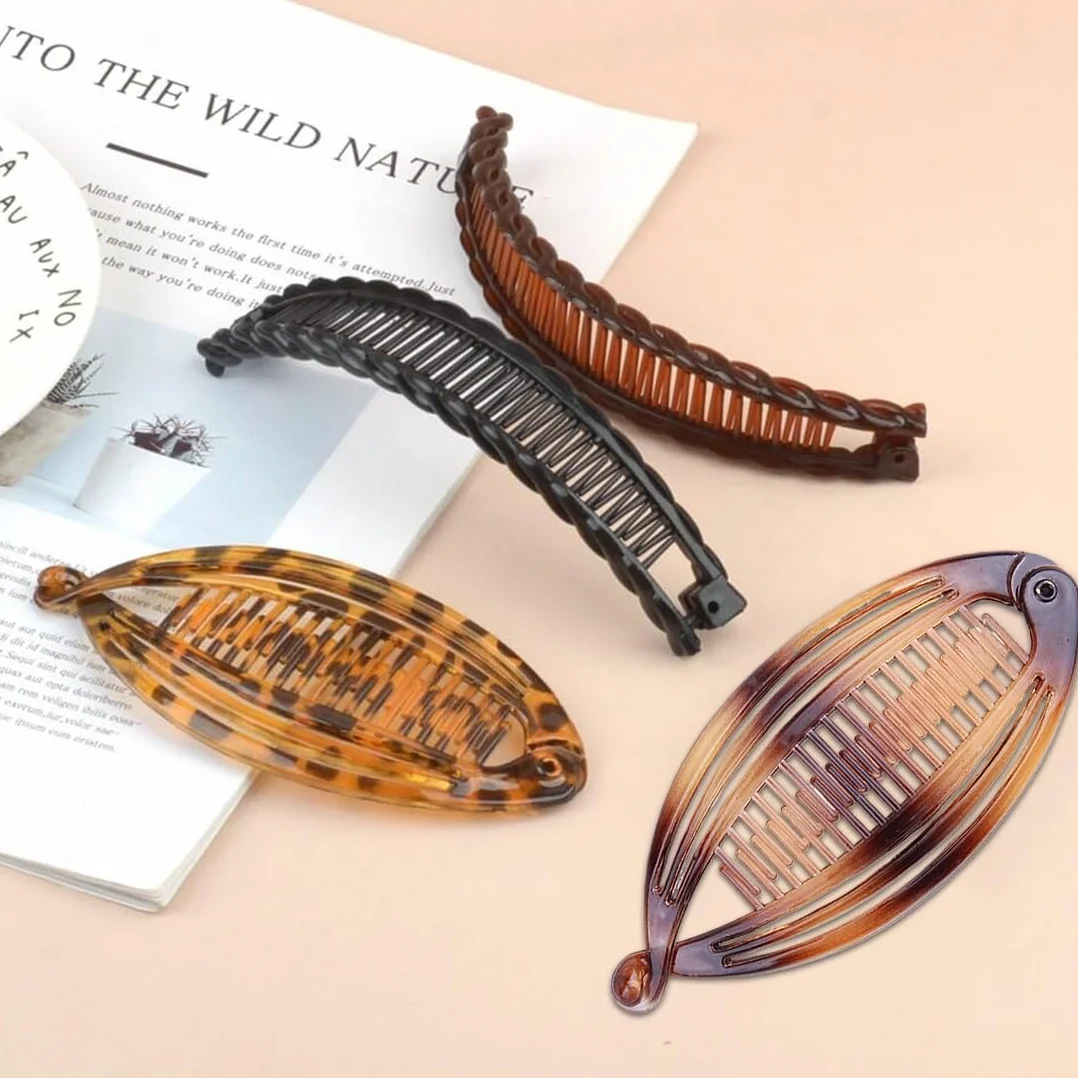 4 Fermagli per Capelli a Banana, Banana Clip Pettine per Capelli, in Resina, per Capelli e Banane, per Coda di Cavallo, Accessori per Lo Styling dei Capelli a Incastro, per Donne e Ragazze