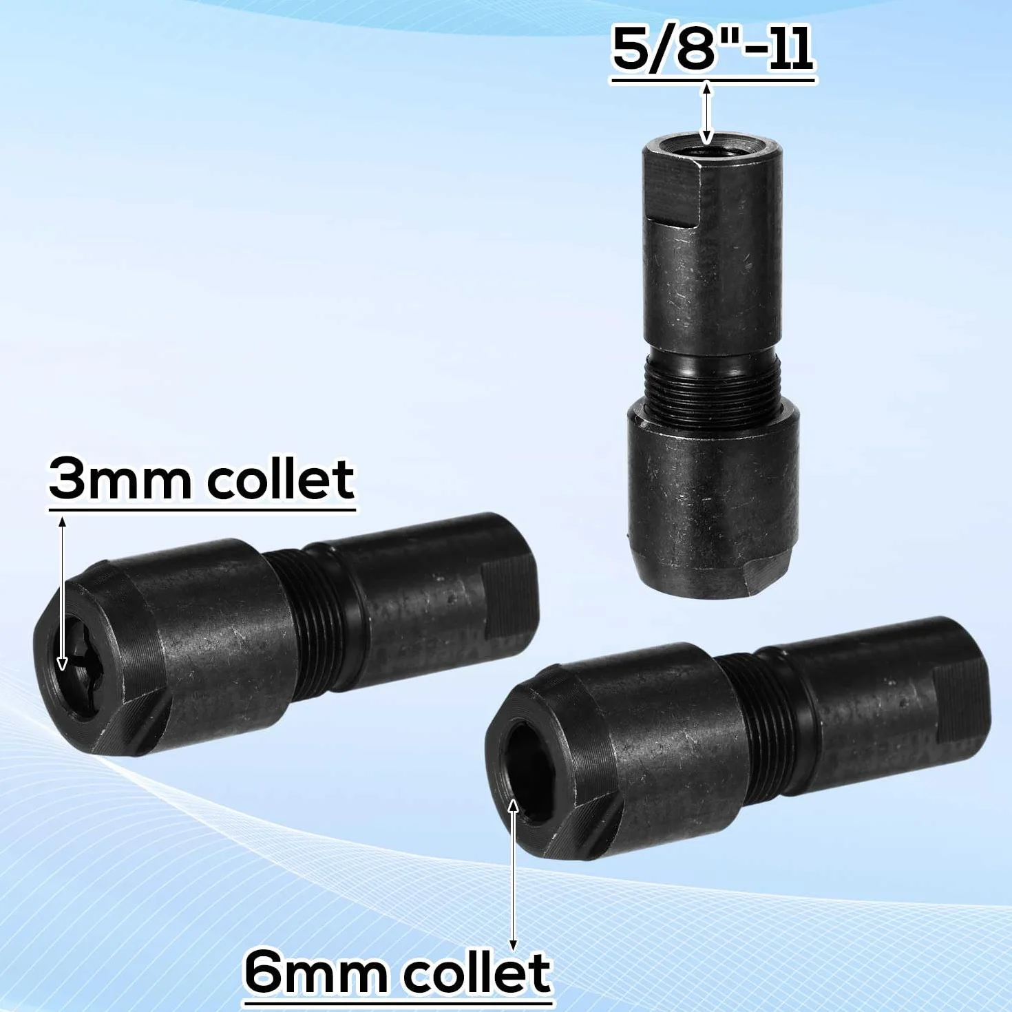 Set di Adattatori Smerigliatrice Angolare 3mm e 6mm, Kit Conversione Mandrino Dritto 5/8-11 per Rettifica Lucidatura Intaglio