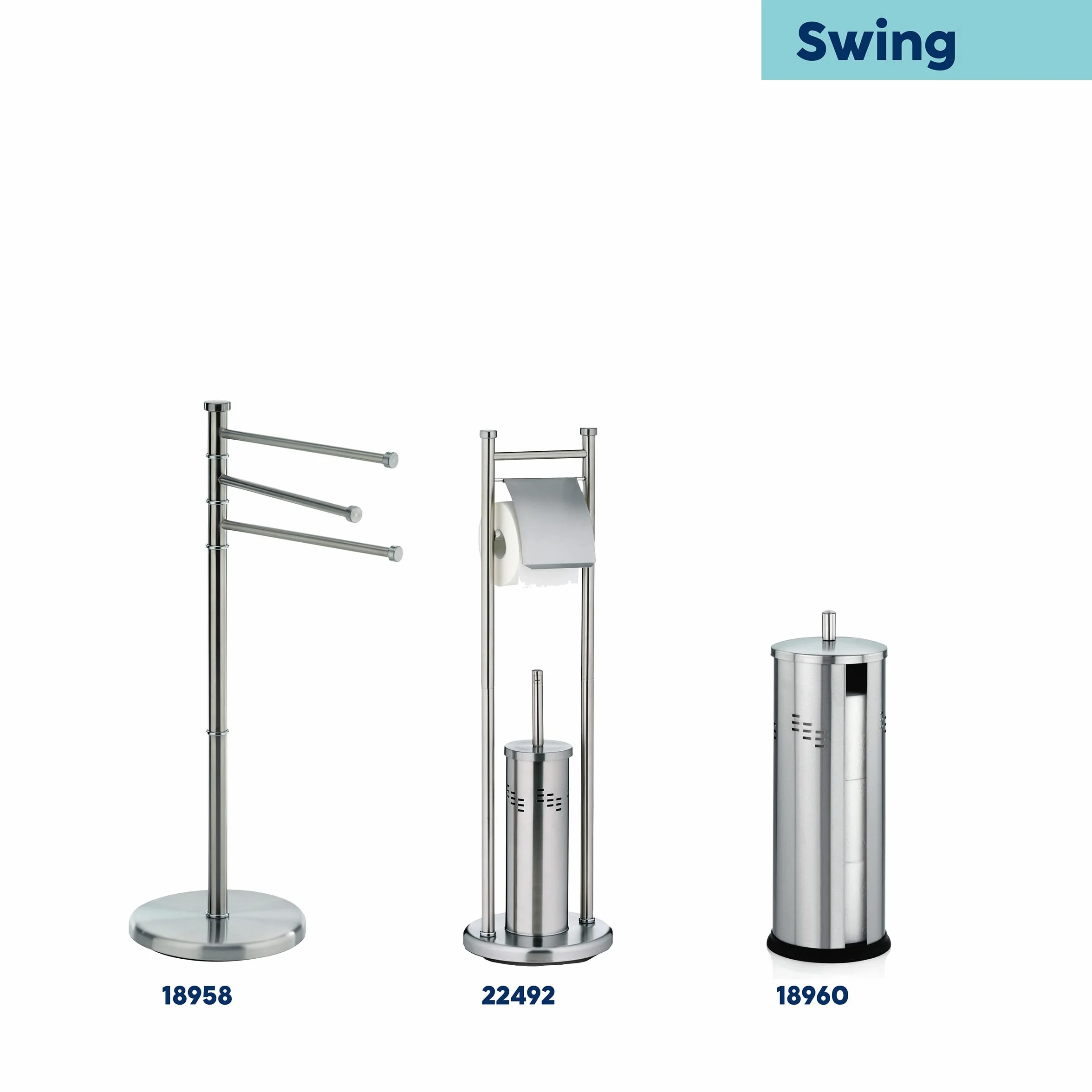 Kela Portasciugamani da Terra 85,5 cm Girevole 3 Barre SWING Acciaio Inox Opaco
