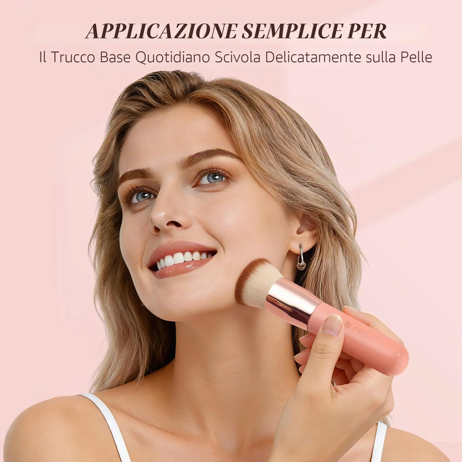 DUcare Pennello Fondotinta Flat Top Pennelli Make Up Kabuki per Fondotinta Liquido per Lucidatura, Puntini, Correttore