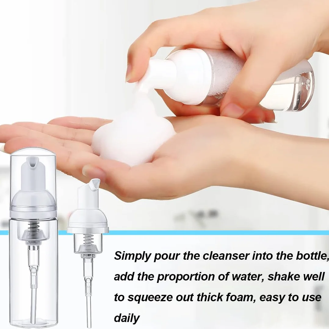 3 Pezzi Dispenser Sapone Schiuma - 50 ml Bottiglia Transparent Riutilizzabili per Cosmetici, Lozione, Bagno, Shampoo Liquidi (Trasparente)