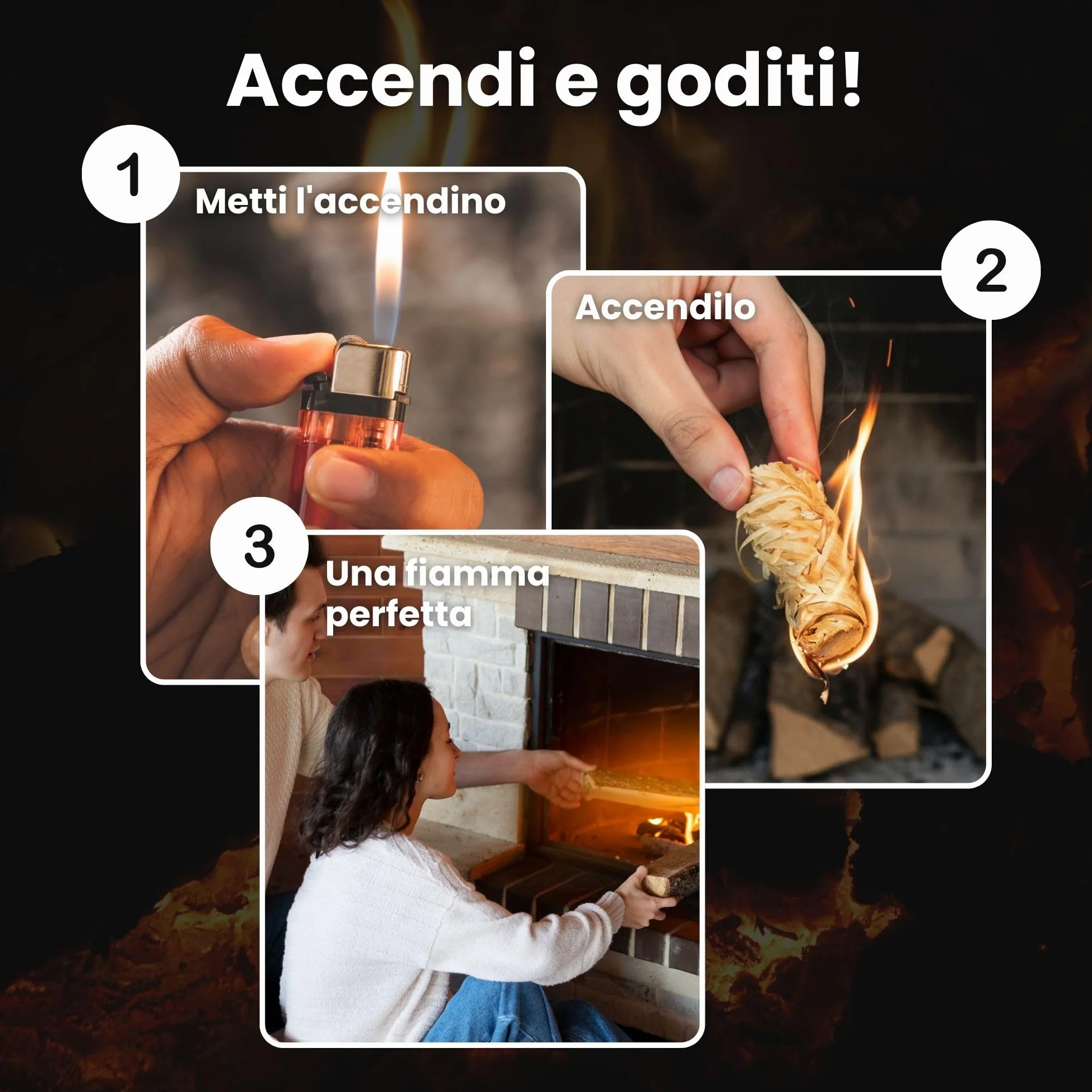 LERAVA Accendifuoco Ecologico 200pz Fire Starter Naturale Fiamma Forte Carbonella Barbecue Camino Stufa 2,4kg