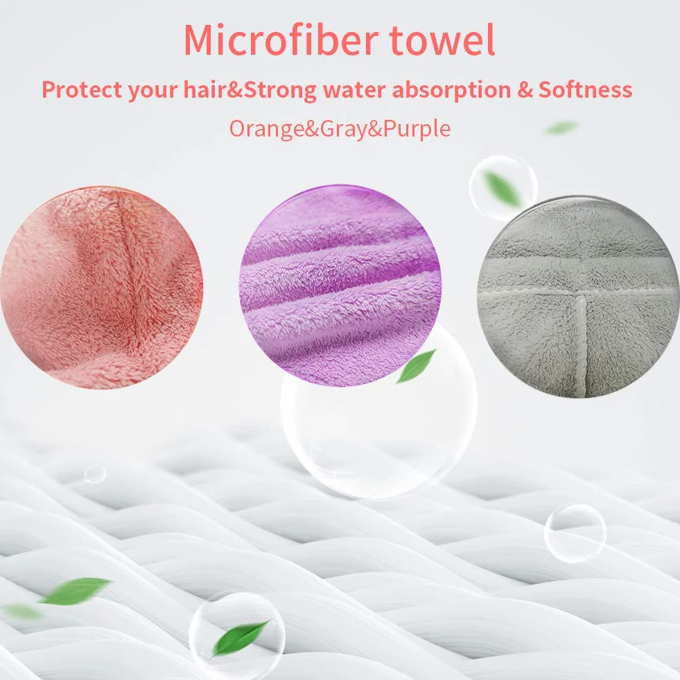 RIGHTWELL Asciugamano Per Capelli 3 Pezzi Asciugamano In Tessuto Di Microfibra Soft Super Assorbente Design Dei Bottoni