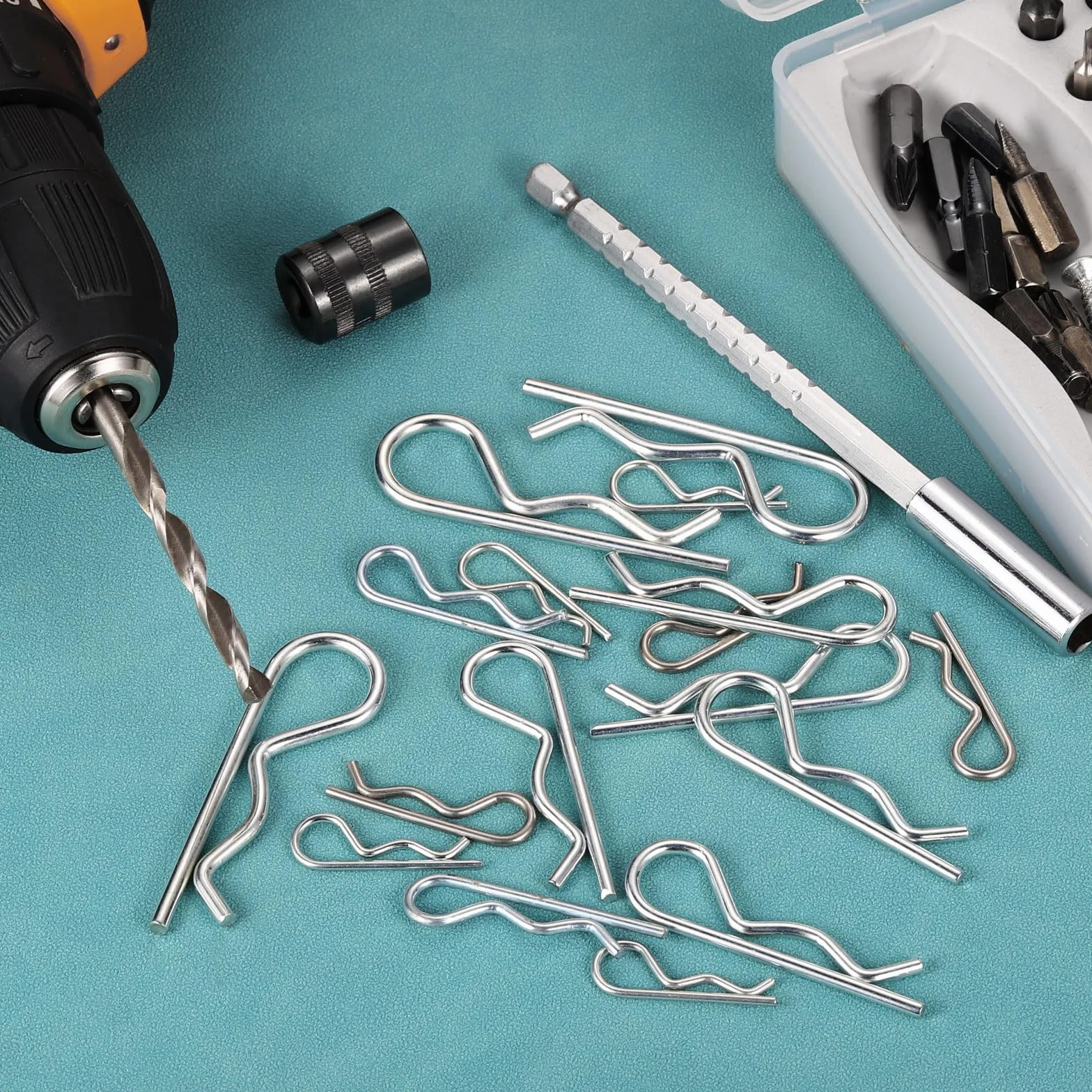 QUARKZMAN Spille a Forcina a Molla Clip a R in Acciaio Carbonio 1mm x 17mm 20pz
