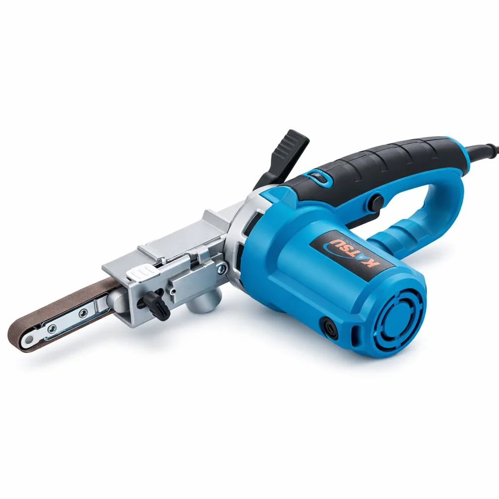KATSU Tools Levigatrice a nastro elettrica 400 W, levigatura e lucidatura, include nastri abrasivi e sacchetto polvere