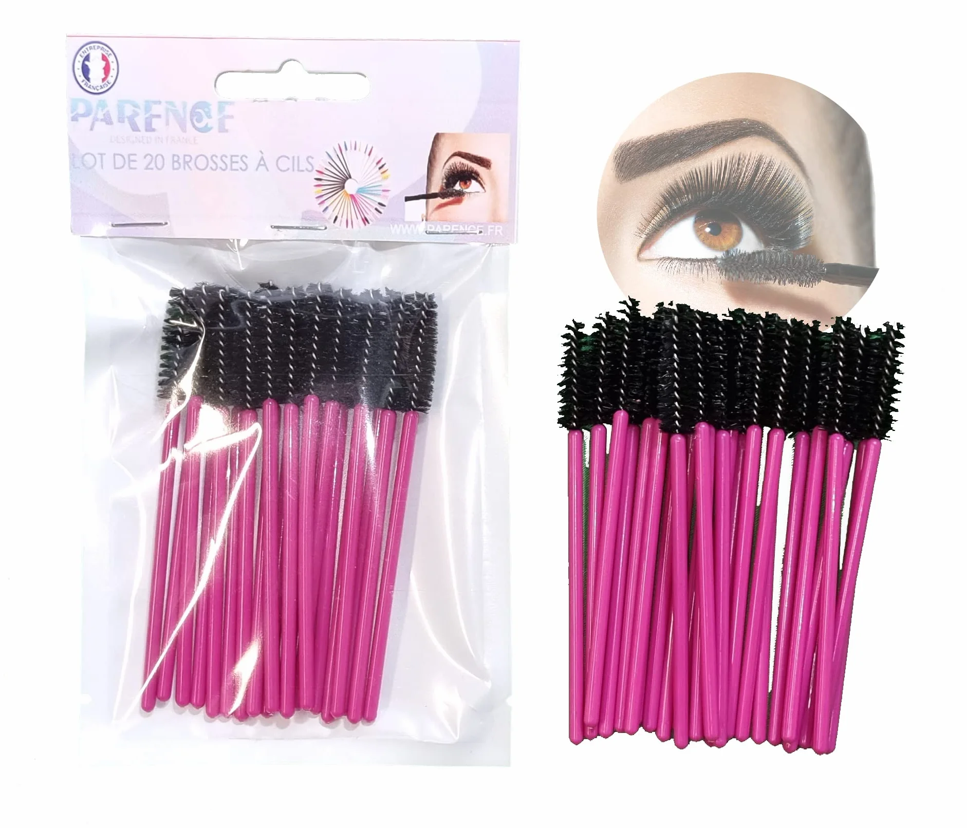 PARENCE - 20 pennelli per ciglia semi-riutilizzabili e lavabili in fibra morbida premium siliconata, usa e getta dopo 5 utilizzi,Pennelli per ciglia, strumento di trucco mascara pennello per
