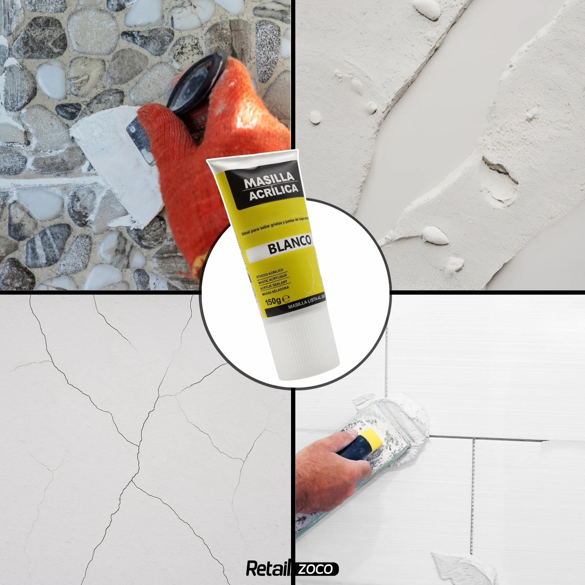 TECHZOCO Stucco acrilico bianco 150 grammi tubo riempitrice fori
