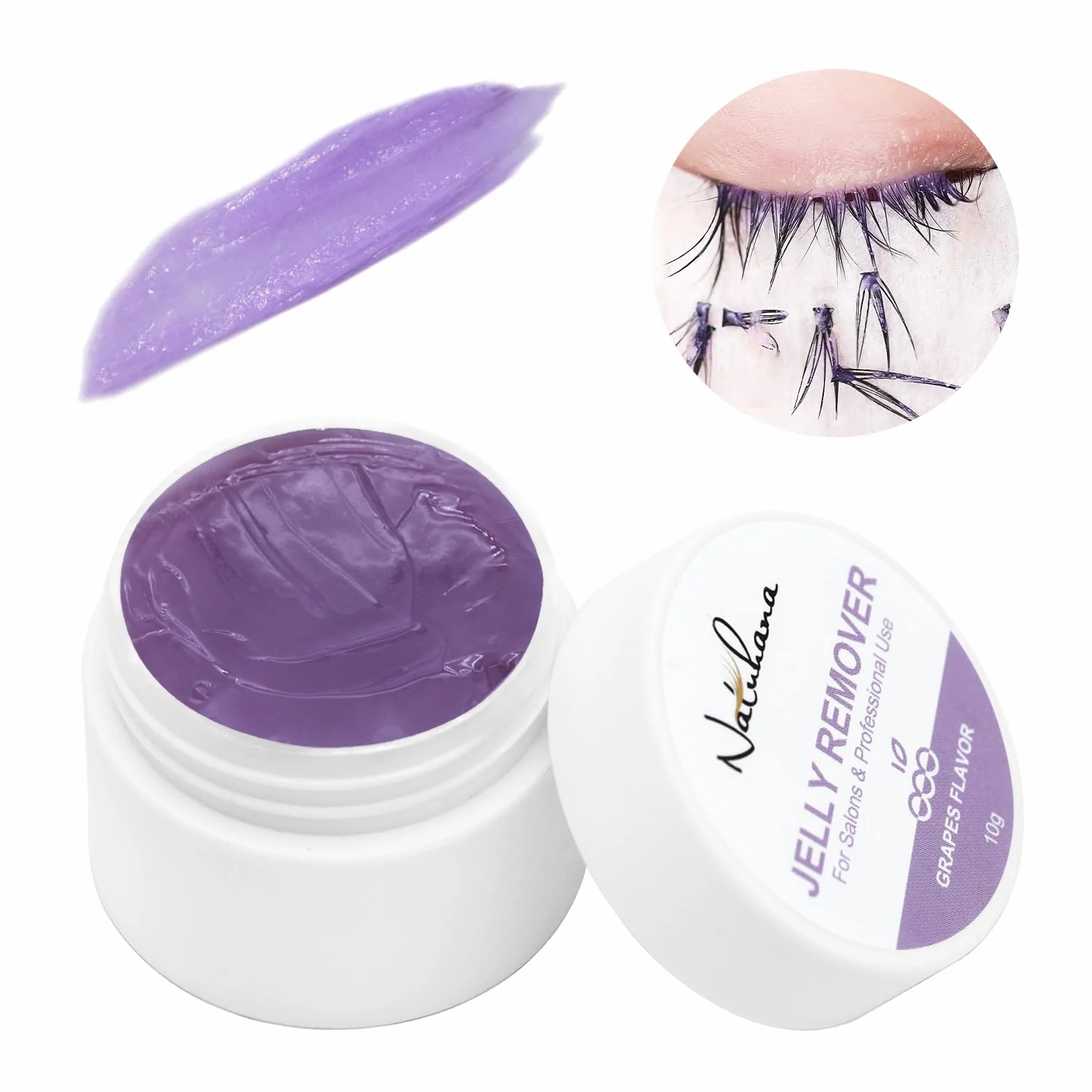 Eyelash Extension Remover, 10g Lash Jelly Remover per le estensioni delle ciglia, rimozione delle estensioni delle ciglia a bassa irritazione (gusto uva)