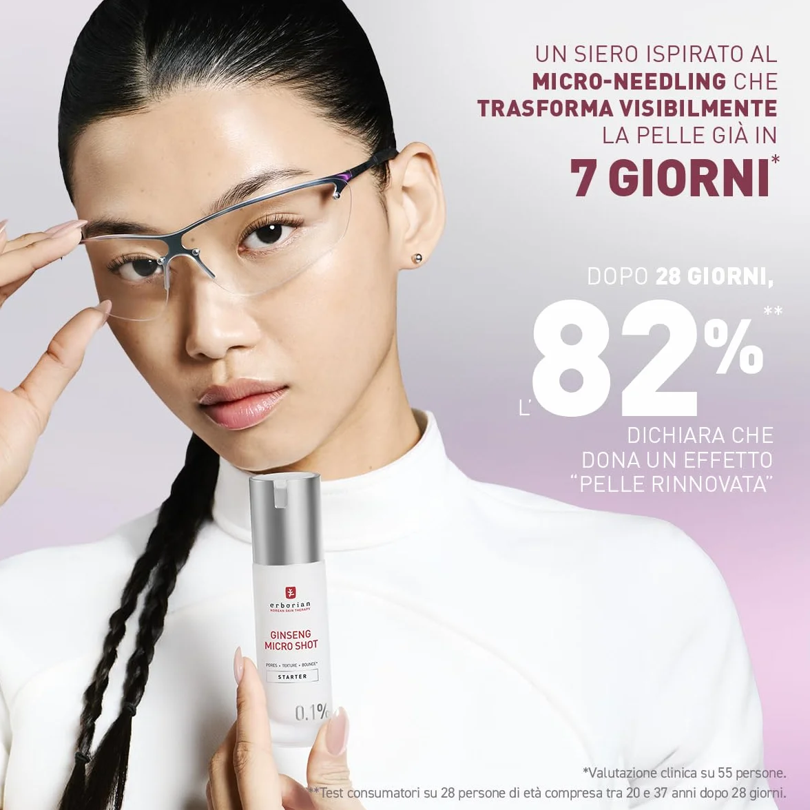Erborian - Ginseng Micro Shot - Starter 0.1% - Siero Viso Retexturizzante ispirato al Micro-Needling - Con Ginseng e Collagene per Pori Affinati e Pelle Liscia - Cura Coreana - 10ml