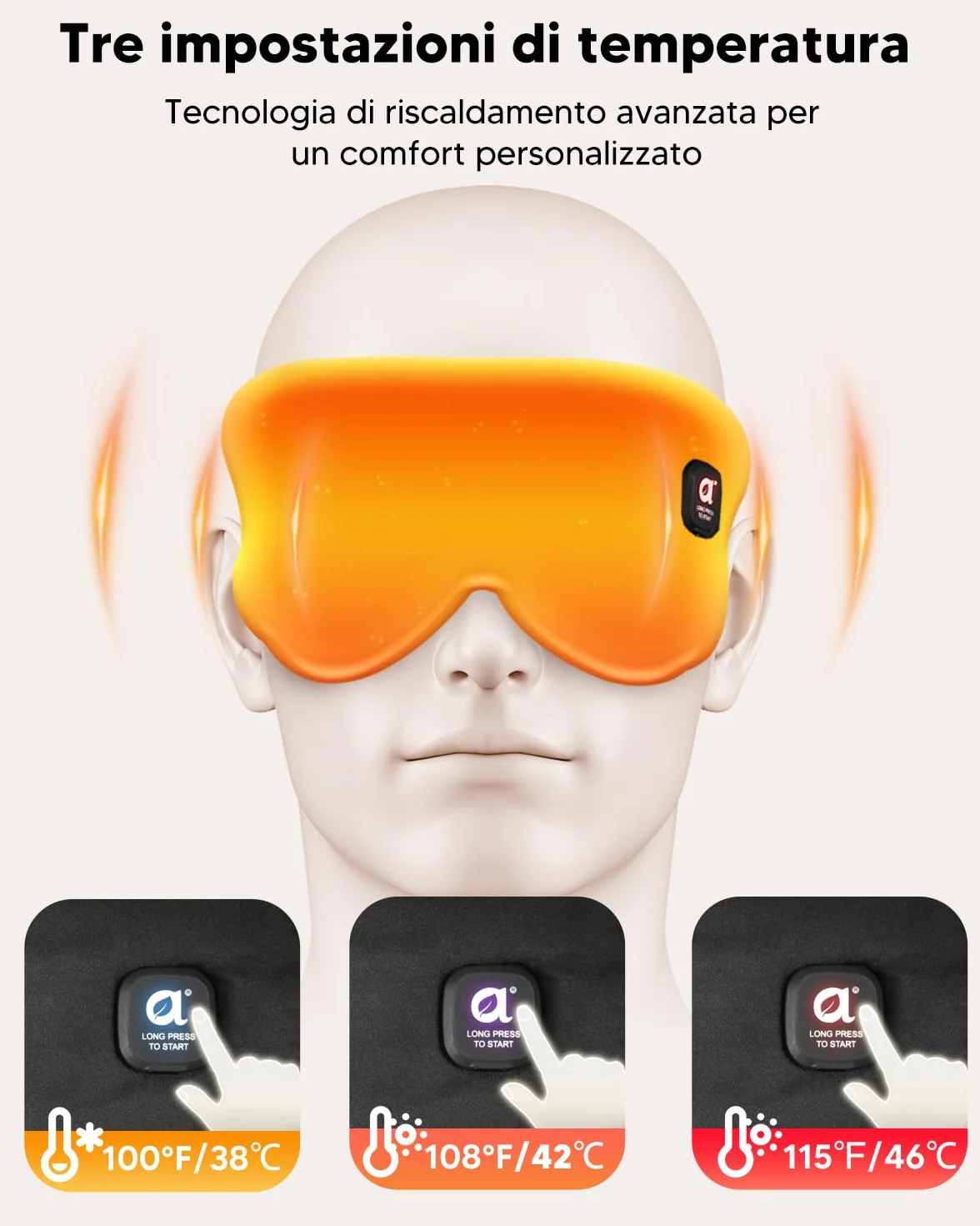arboleaf Maschera Occhi Riscaldante, 3 Livelli di Maschera Termica per Occhi Secchi e Blefarite, Ricaricabile USB-C con Batteria da 1000mAh, Mascherina per Dormire Oscurante, Lavabile e Portatile