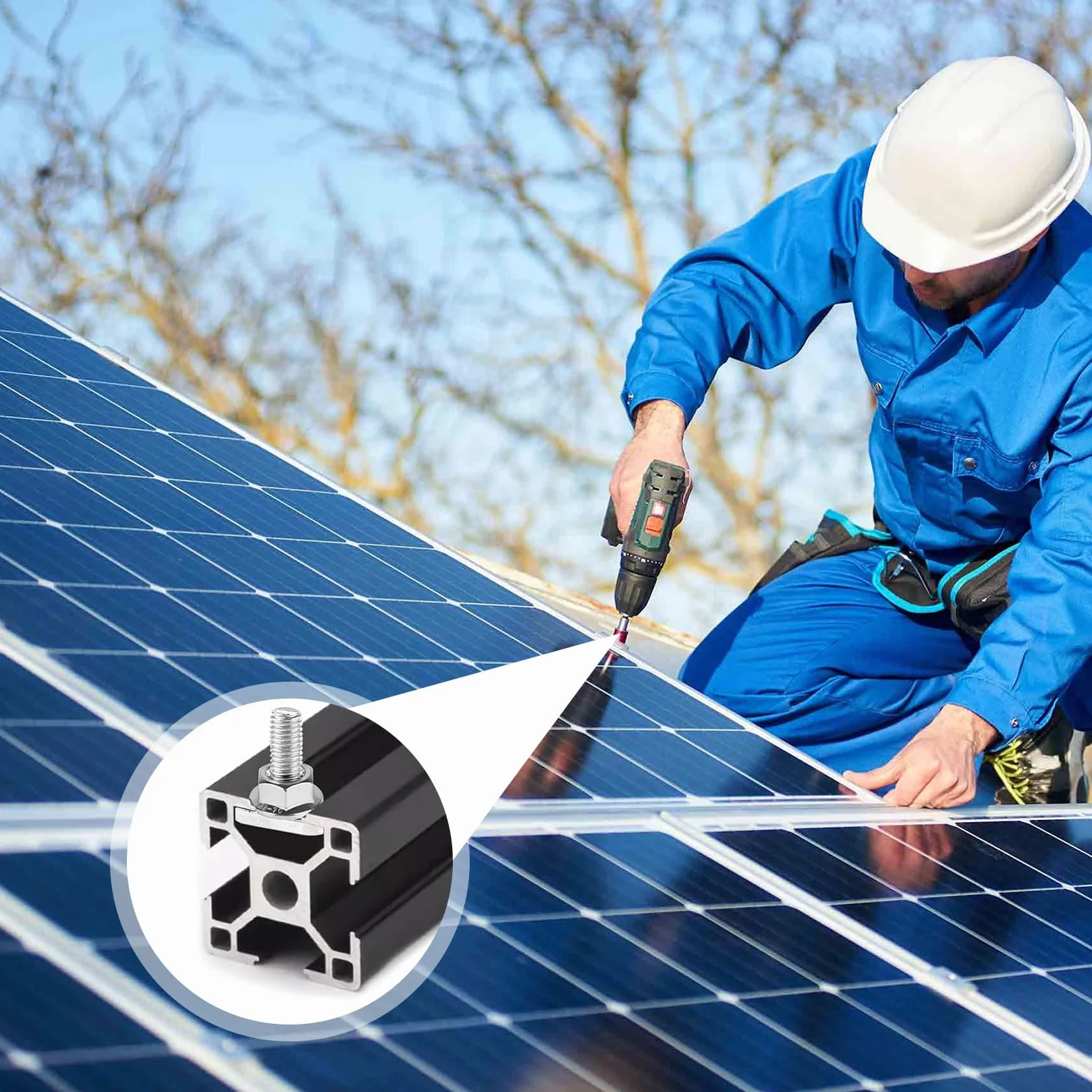 Viti a Testa di Martello M8x20mm Acciaio Inossidabile Dadi Flangiati M8 per Guide di Montaggio Solari Fotovoltaiche