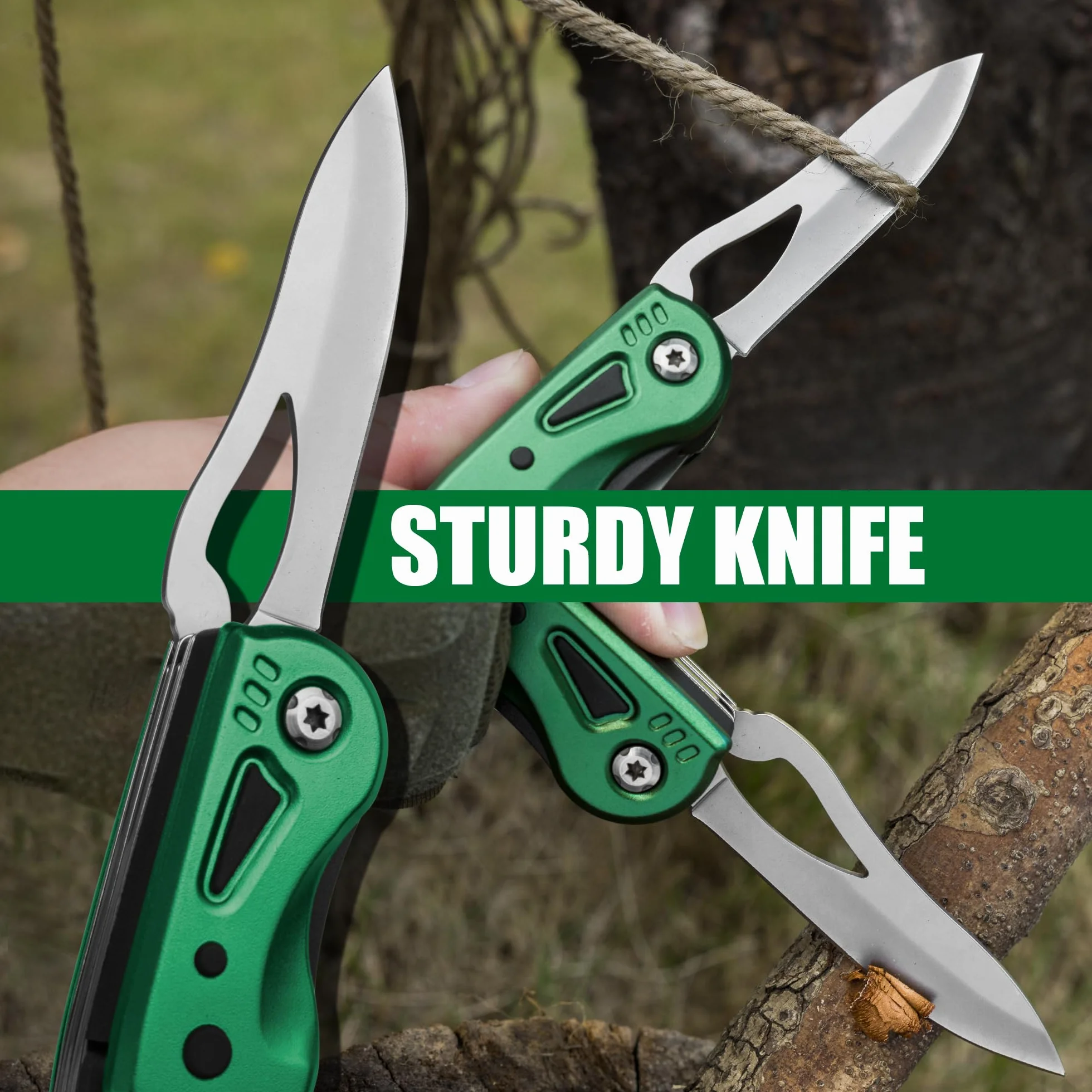 FLISSA Multitool 13 in 1 Chiave Multiutensile Regolabile con Borsa per Riparazioni Auto e Domestiche Verde