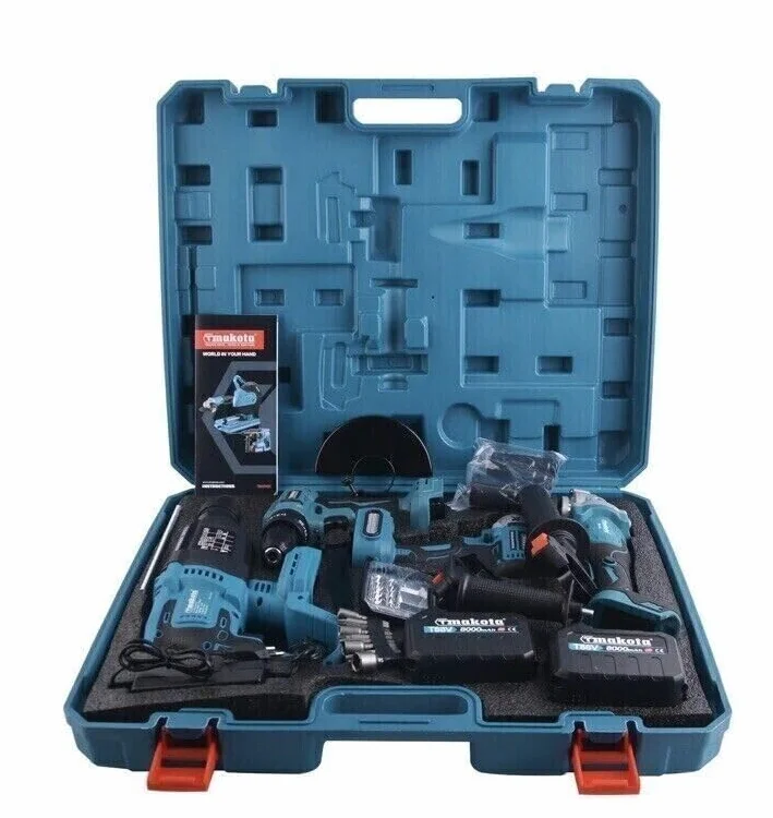 DISCORAMA® Kit 5 in1 Tassellatore Trapano Avvitatore 80V Smerigliatrice con 2 Batterie e Valigia
