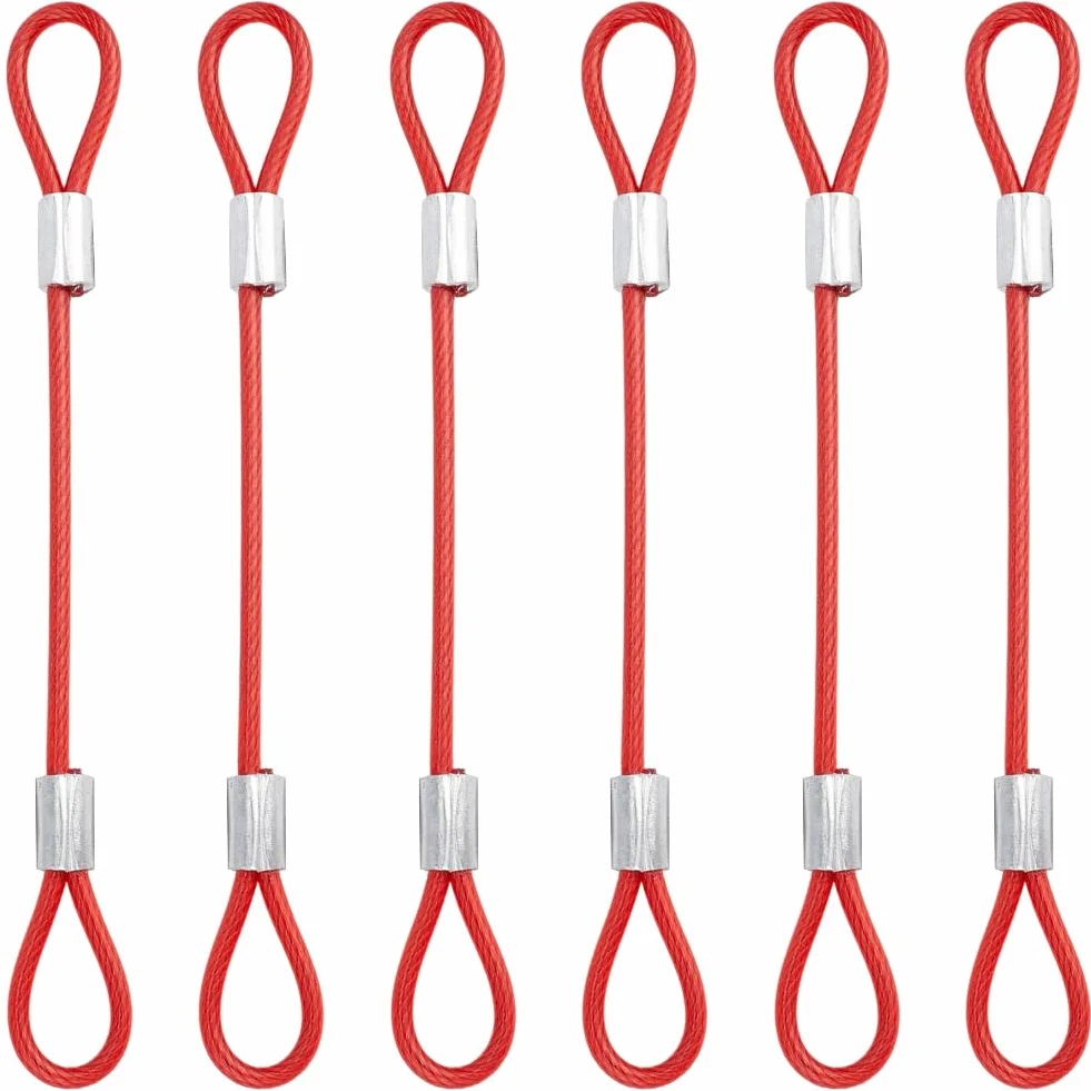 GORGECRAFT Cavo in Acciaio con Anelli Diametro 3mm Lunghezza 15.5cm Rosso