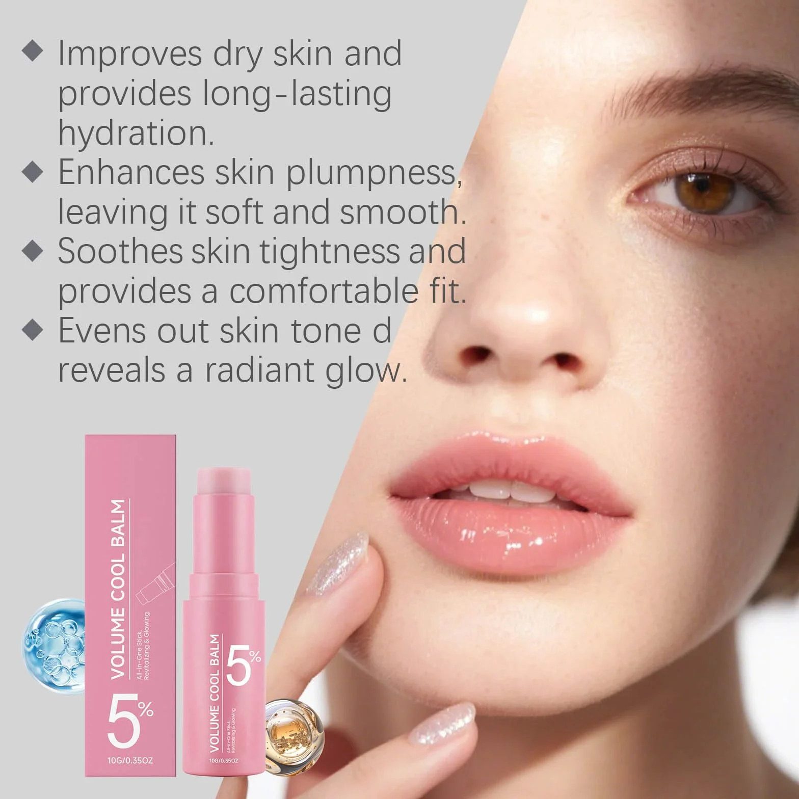 PDRNs Pink Collagen Volume Multi Balm Stick - Penna anti-rughe e idratante per viso, labbra, occhi, collo, base trucco, nutre intensamente per una pelle liscia e dall'aspetto sano