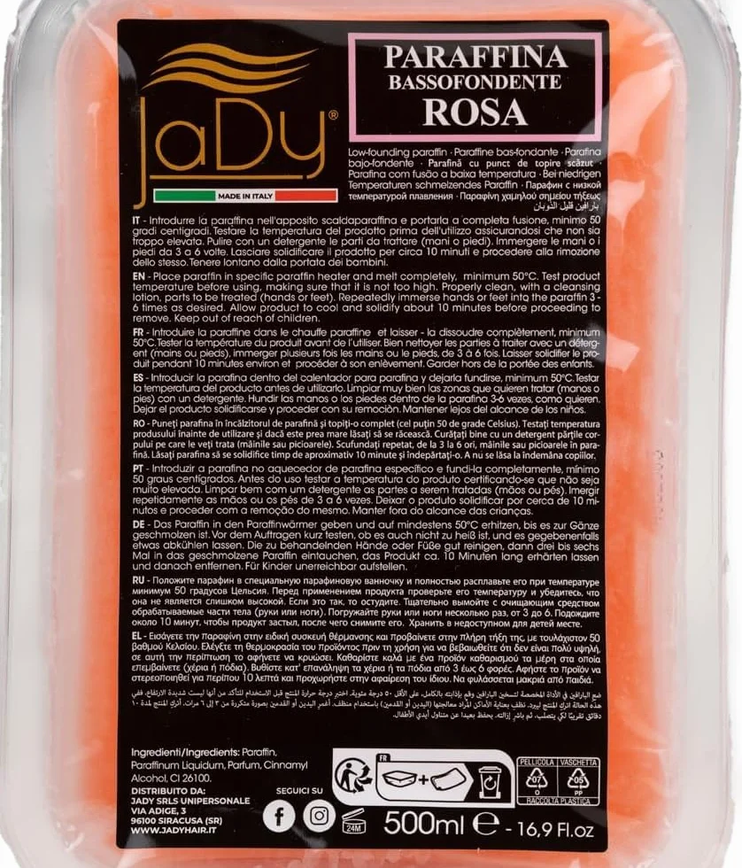 JaDy - Paraffina Solida 1Kg per Mani e Piedi | Idratazione Profonda | Effetto Calmante | Rilassamento Muscolare | Stimola Circolazione, Rosa