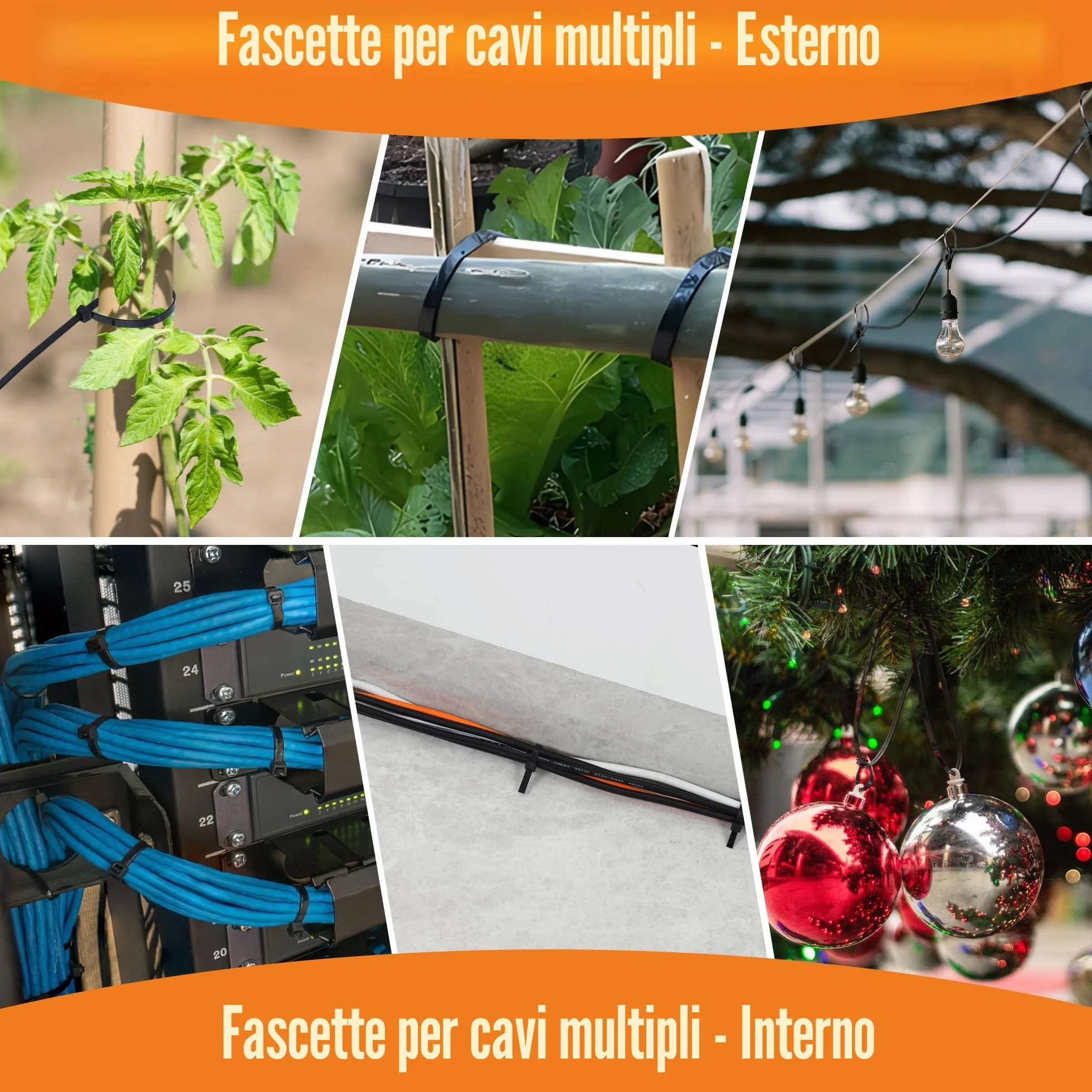Fascette Elettricista Nere 1000 pezzi 100-300mm Plastica Resistente Alla Temperatura 18 kg