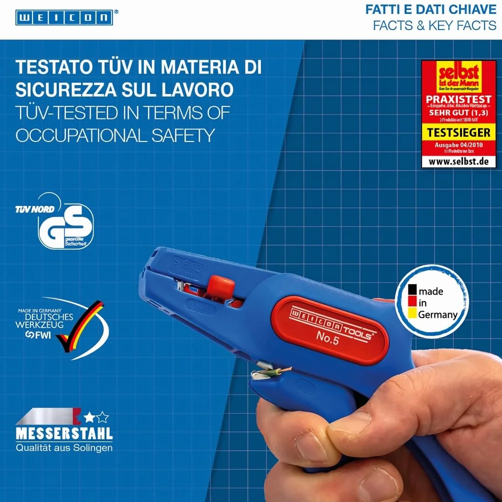 WEICON TOOLS Spelafili Automatico 0,2-6 mm² con Taglierina Laterale 2 mm