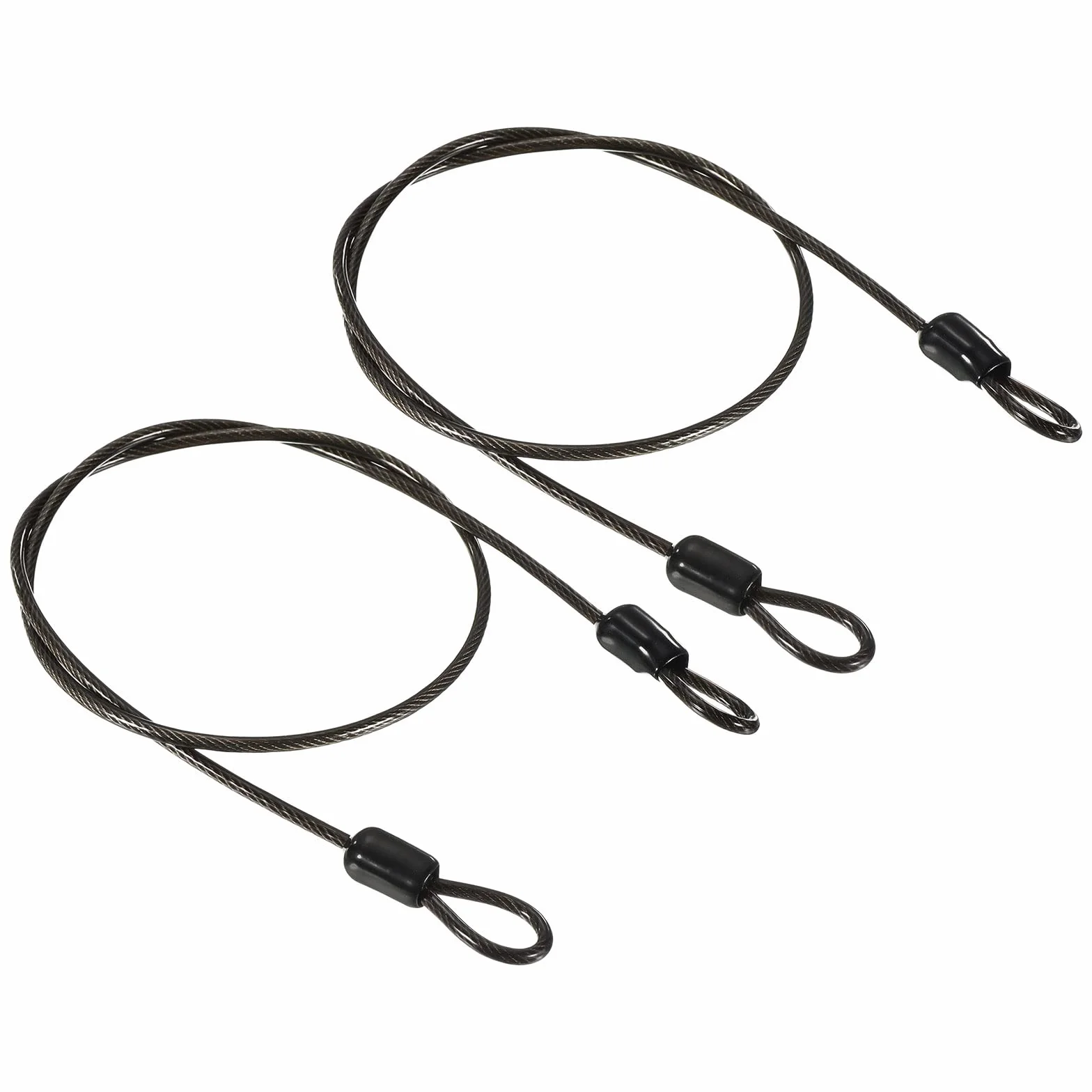 PATIKIL Acciaio Cavo Antifurto 2.5mm x 0.5m Blocco Filo Corda Doppio Cerchio Sicurezza per Bici, Porte, Nero, 2pz