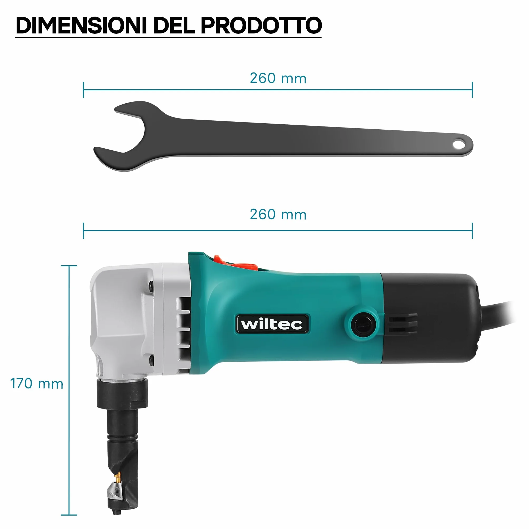 Roditrice per lamiera 500W profondità di taglio 2,5mm testa rotabile 360°